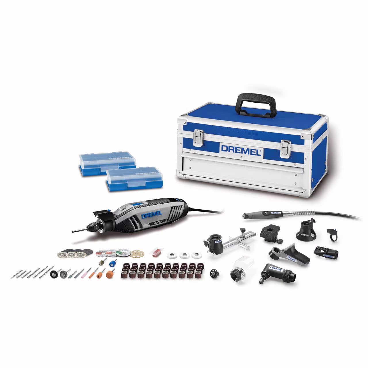 Dremel 4300 - 9/64 Platinum Edition Corded Rotary Tool, Variable Speed with 9 Dremel Tool Attachments, 64 Accessories, Storage Organizers & Dremel Tool Case, 1.8A/120V
