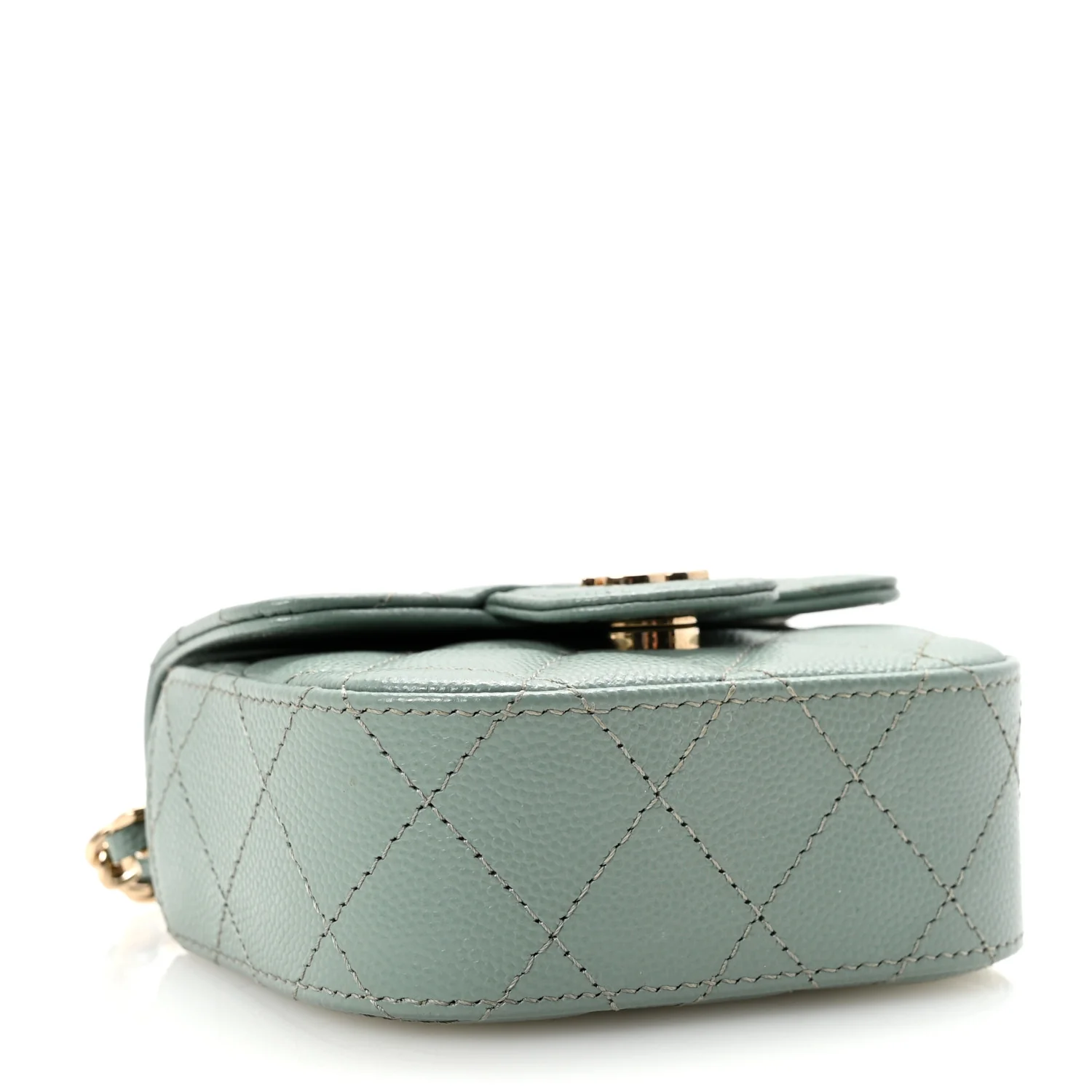 Caviar Quilted Mini Clutch With Chain Light Green