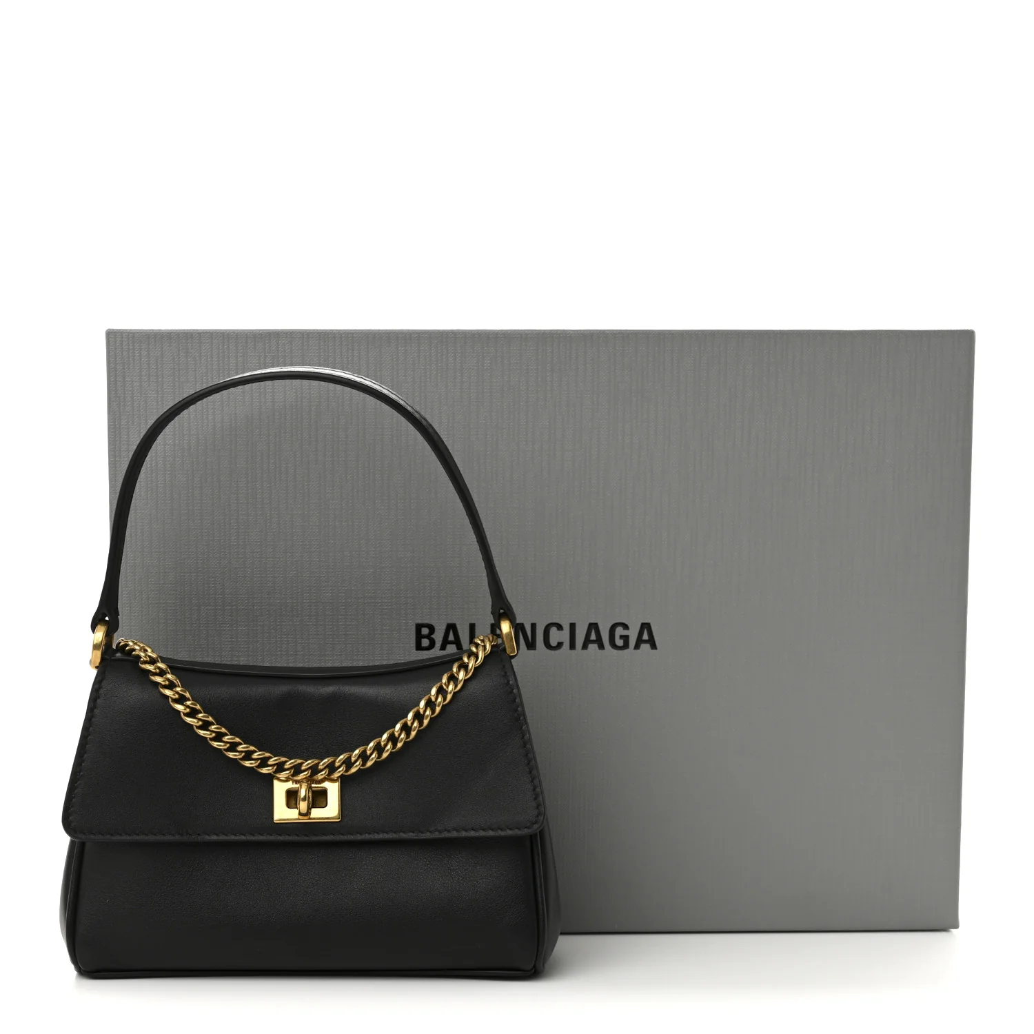 Natural Smooth Calfskin Nano Rodeo Top Handle Handbag Black