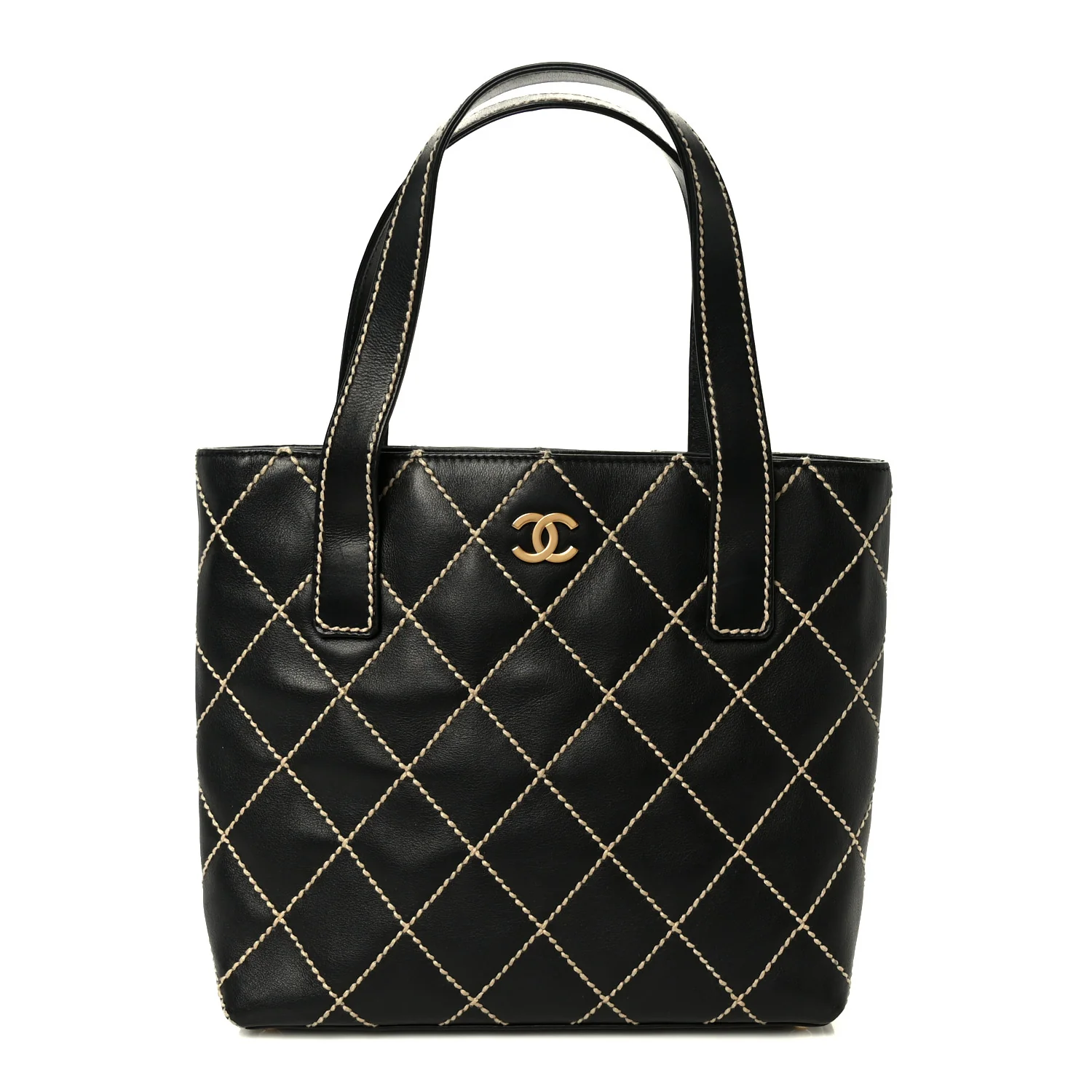 Calfskin Wild Stitch Tote Black