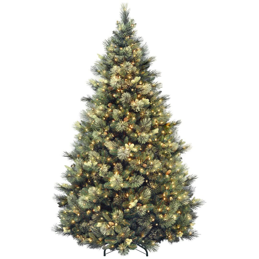 Pine Green Artificial Christmas Tree with Clear/White Lights Size: 7.5' H