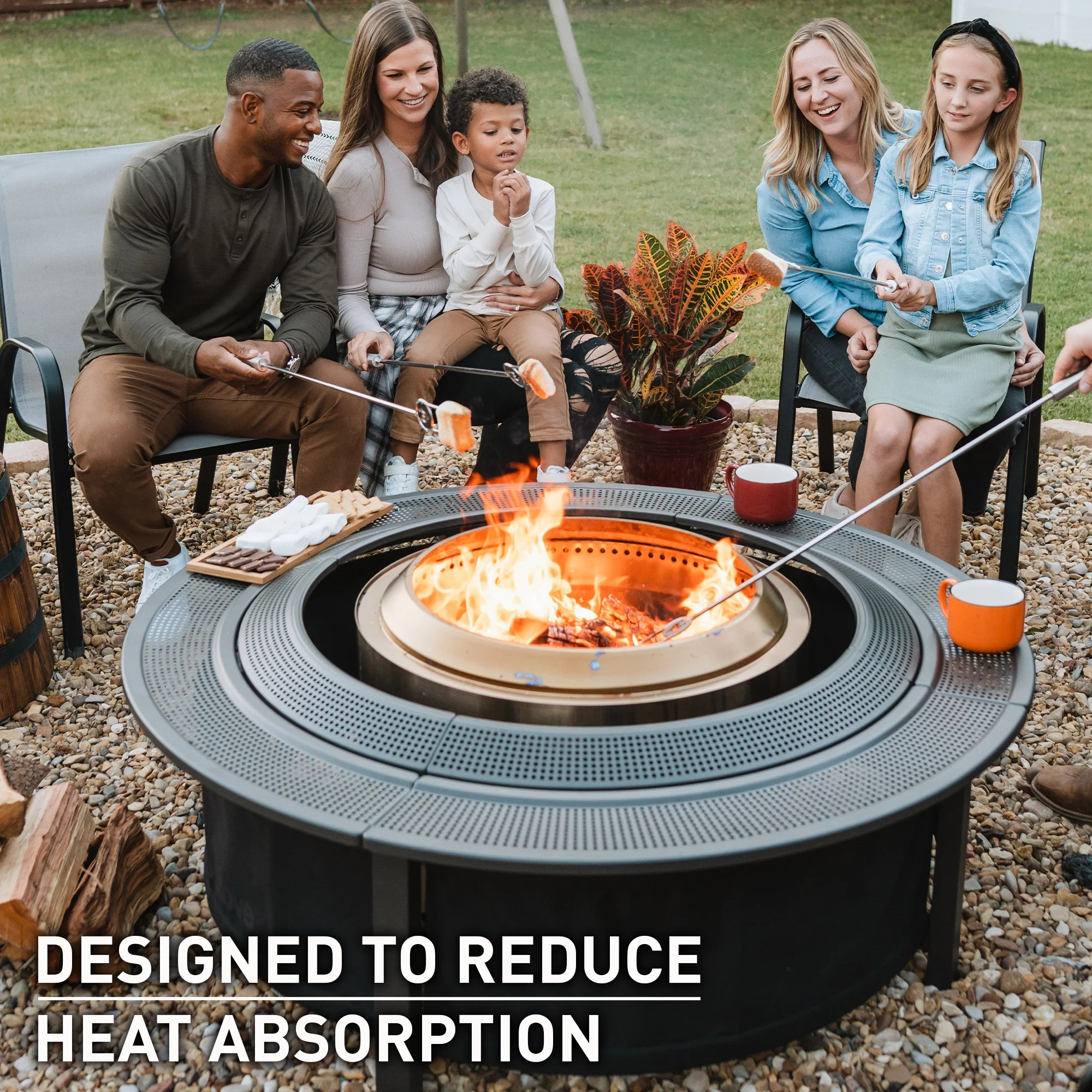 Fire Pit Surround Tabletop, Small | Elevation for Ranger and Bonfire Wood burning Outdoor Fire Pit, Powder-Coated Steel/ UV-Resistant Outdoor Fabric, Dimensions (HxDia): 20 x 42 in, Black(S) - Image 8