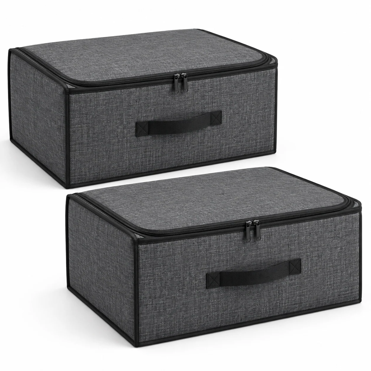 Charcoal Structured Storage Bags, Matching 2-Pack