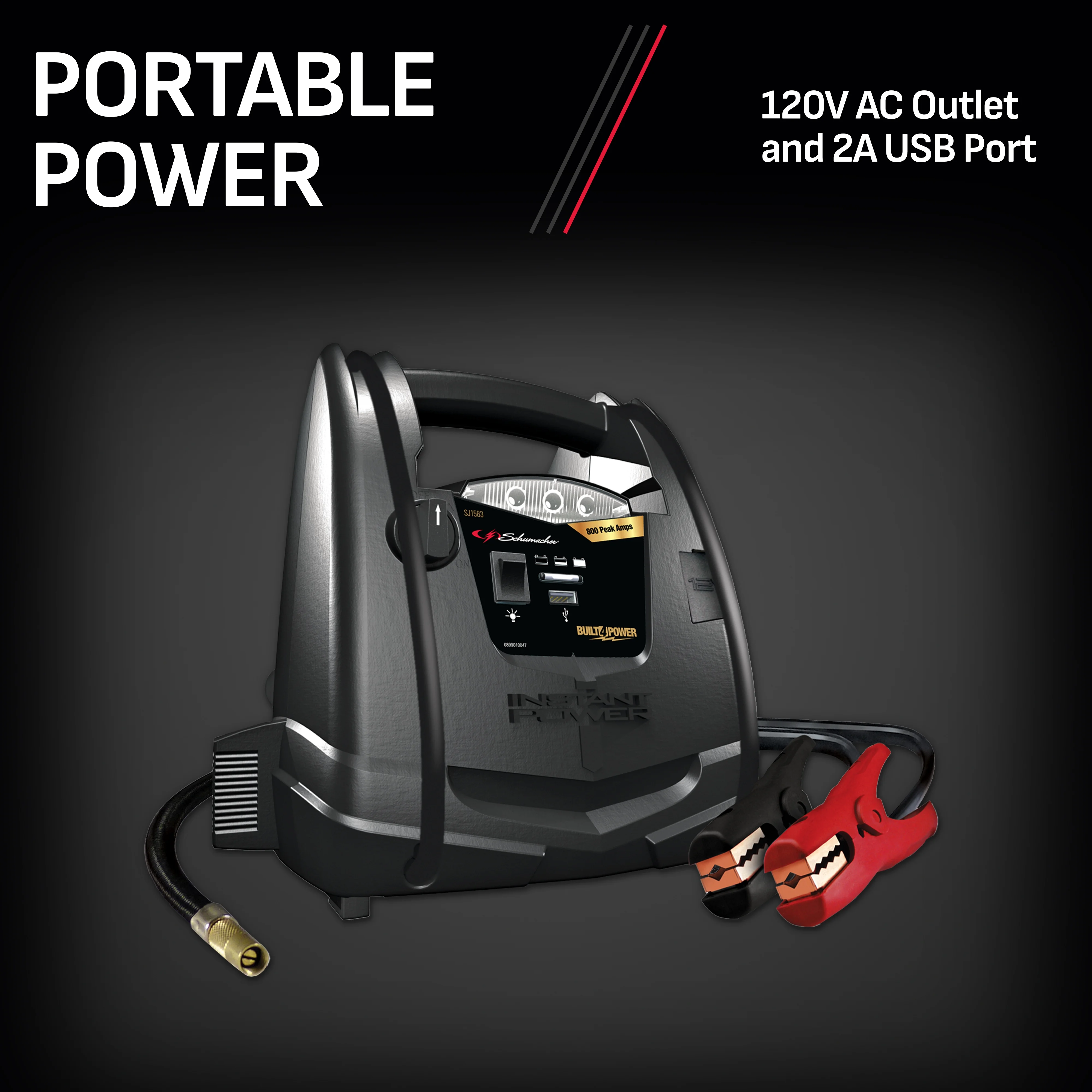 800A Car Battery Jump Starter and Portable Power Station, 150-PSI Air Compressor, 12V Sport, Auto, and Marine Batteries, SJ1583 - Image 6