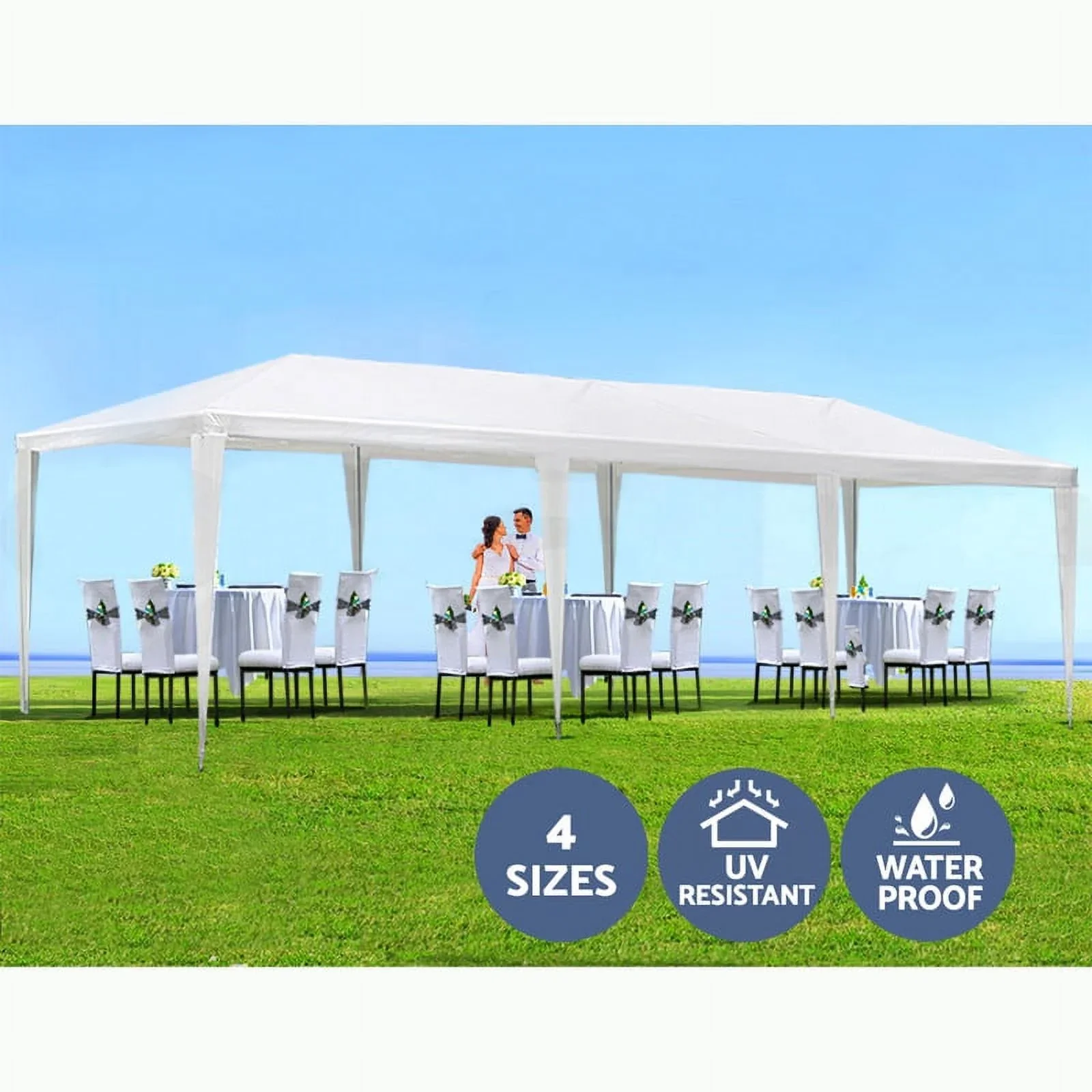 YLCW 10'x30' Wedding Party Canopy Gazebo with 5 Removable Sidewalls,Heavy-Duty Metal Outdoor Tent w/Resists Rust & Corrosion,for Garden,Lawn,White