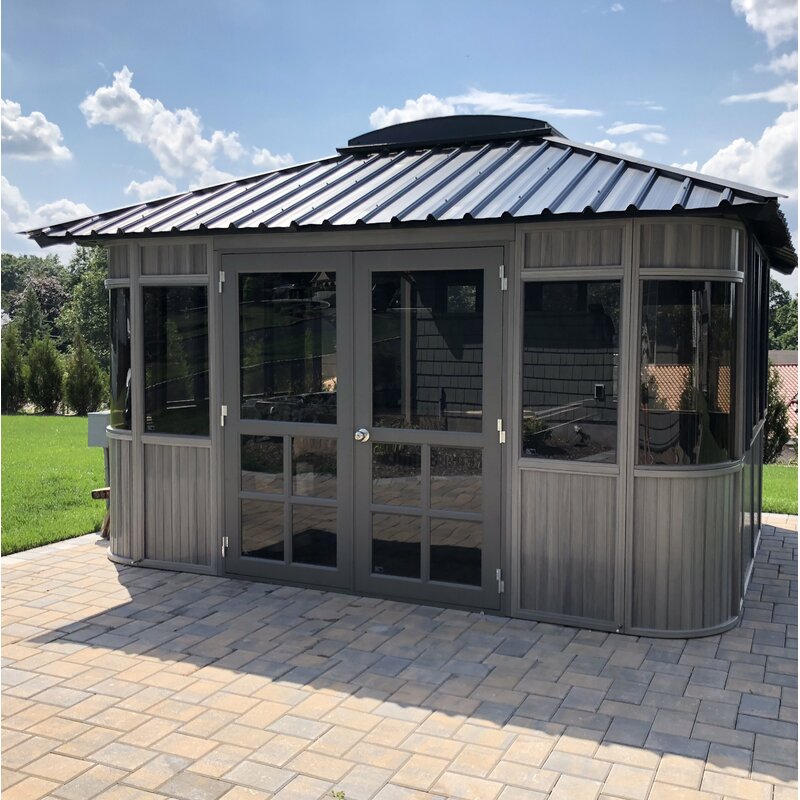Gazebo de patio en aluminium Colorado, 4,11 m de largeur x 3,51 m de profondeur