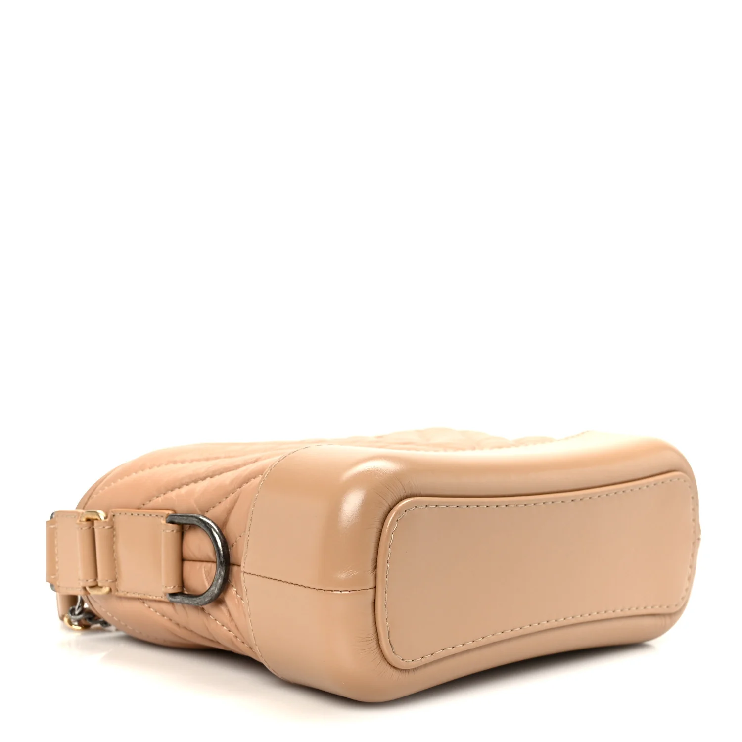 Aged Calfskin Chevron Quilted Small Gabrielle Hobo Beige