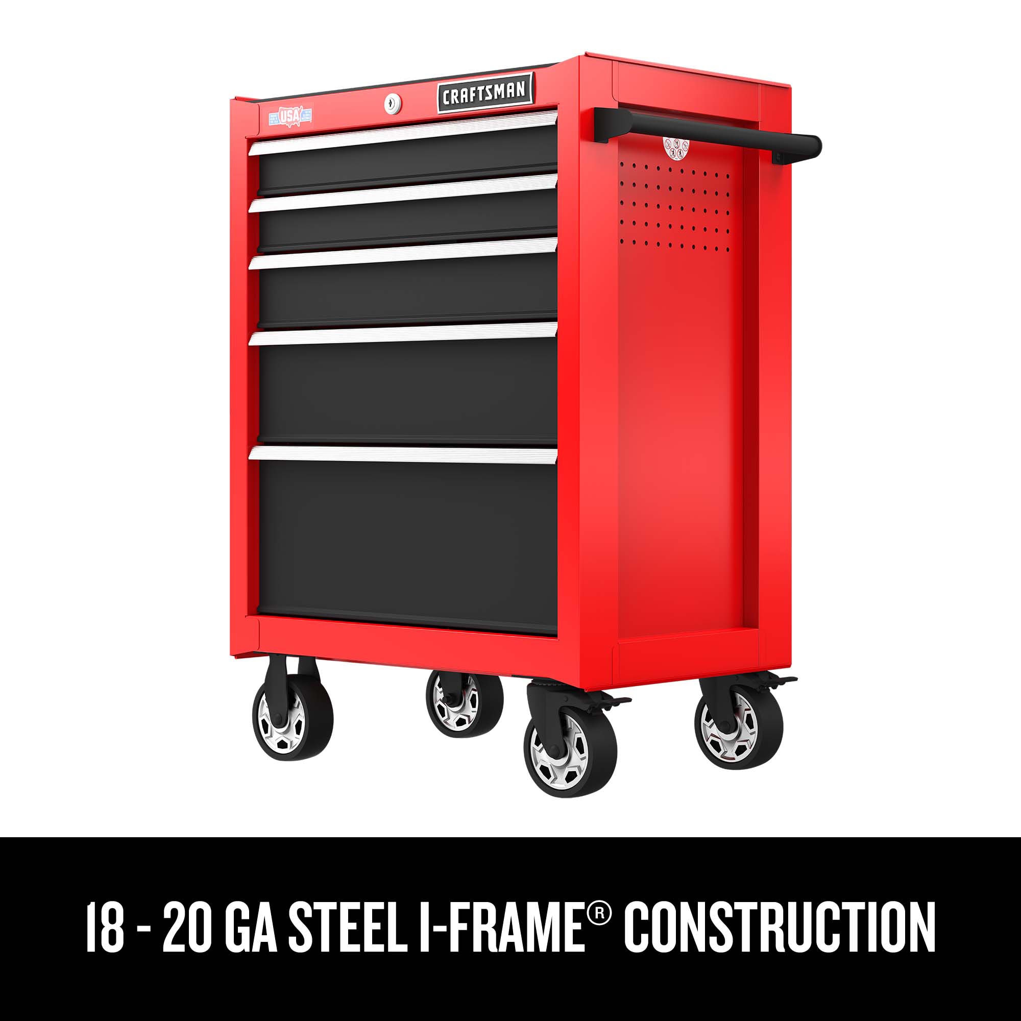 2025 Série 2000 Armoire à outils roulante en acier à 5 tiroirs, 26 po L x 36,5 po H (rouge)