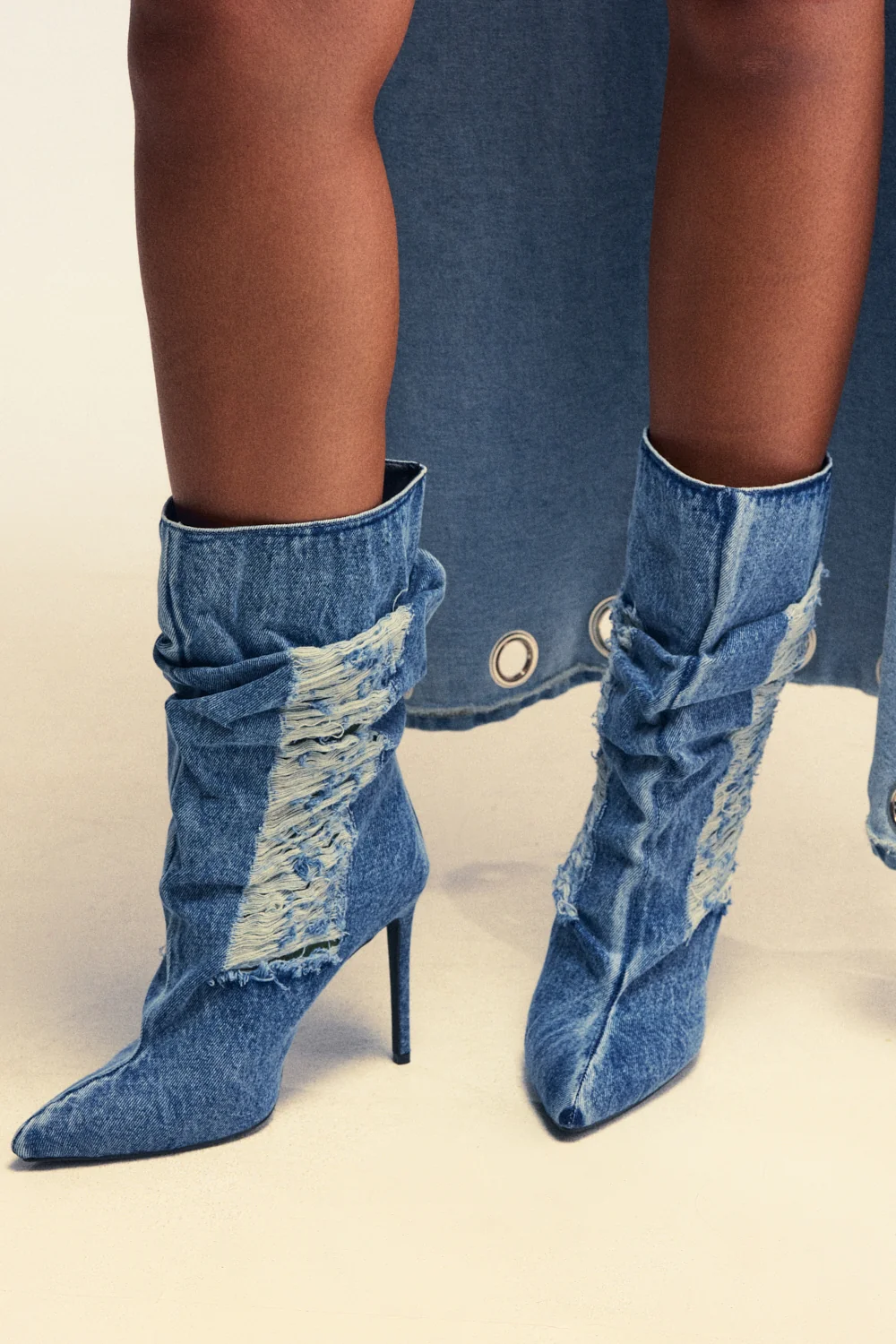 AZALEA WANG NAELIA DENIM STILETTO BOOTIE - Akira Store