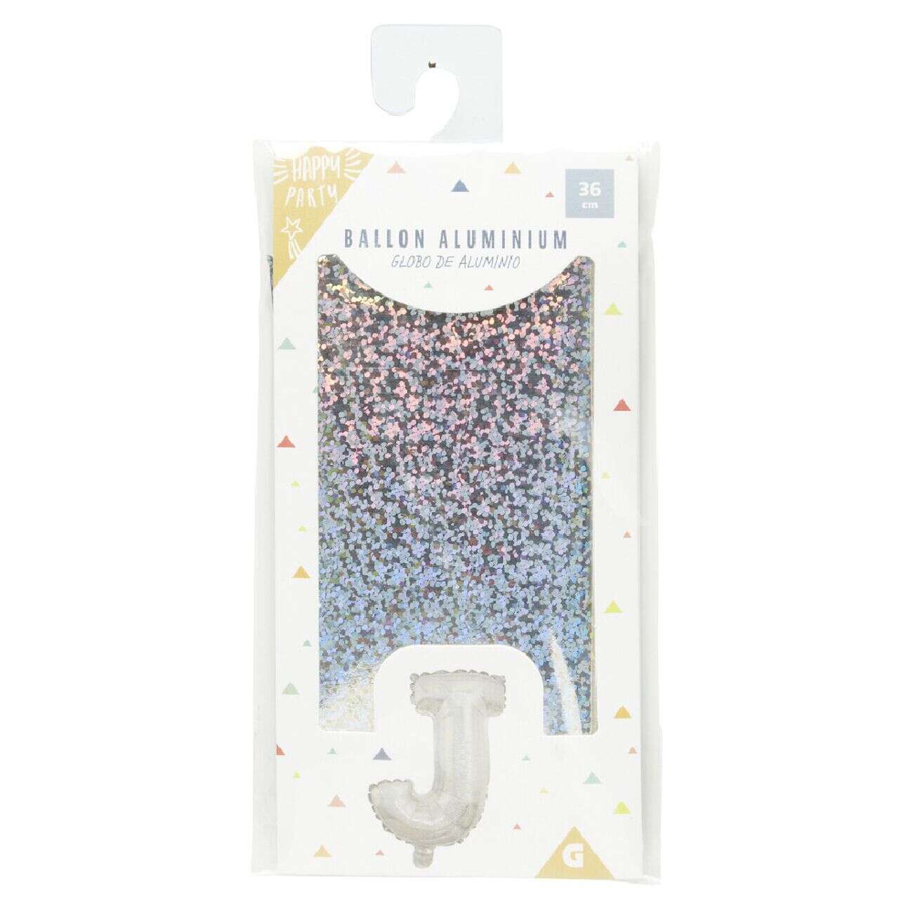 Ballon forme lettre J aluminium (2 modèles argenté ou doré)