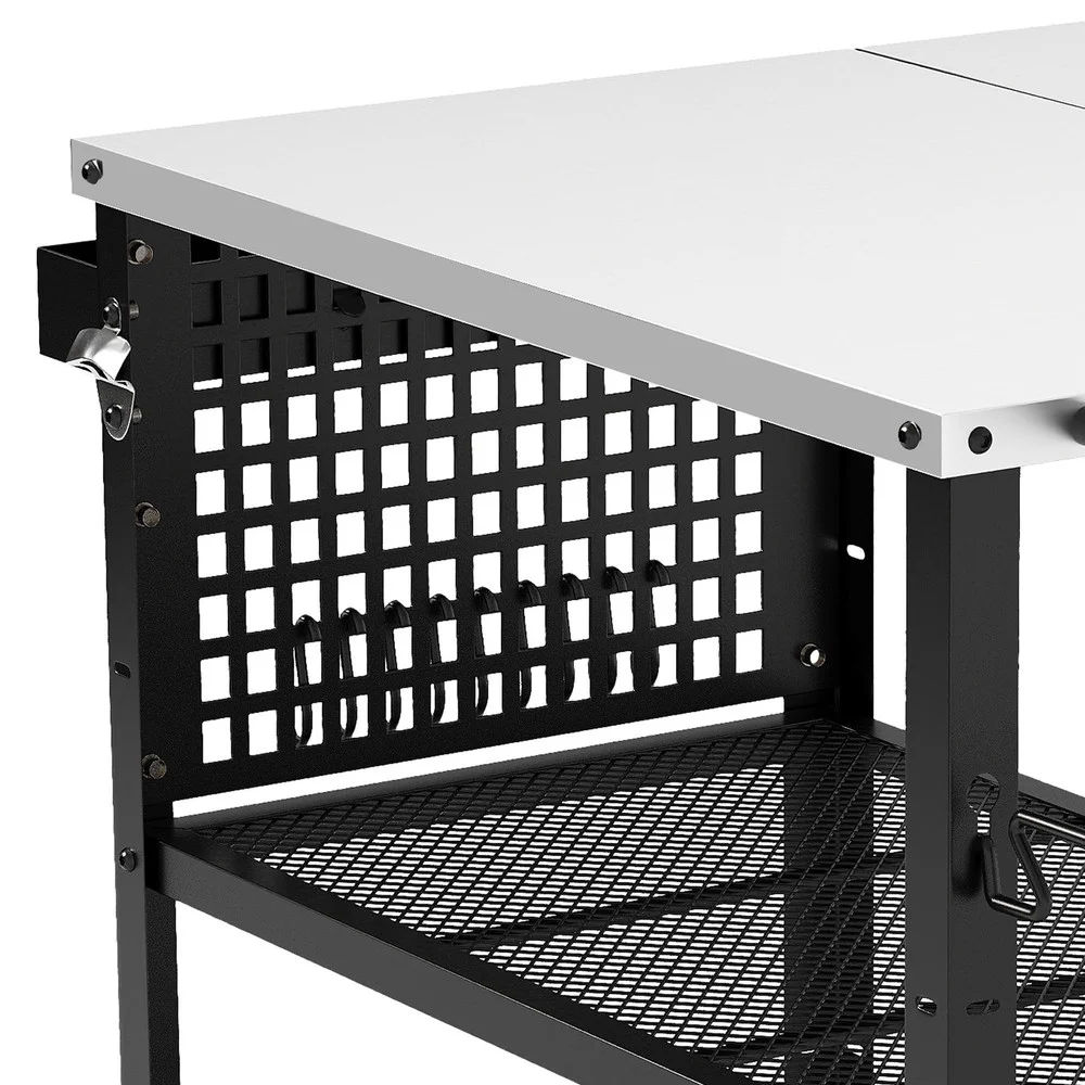 31.5''L x 27.6''W Outdoor Grill Cart Pizza Oven Table w/ 3-Tier Adjustable Shelf