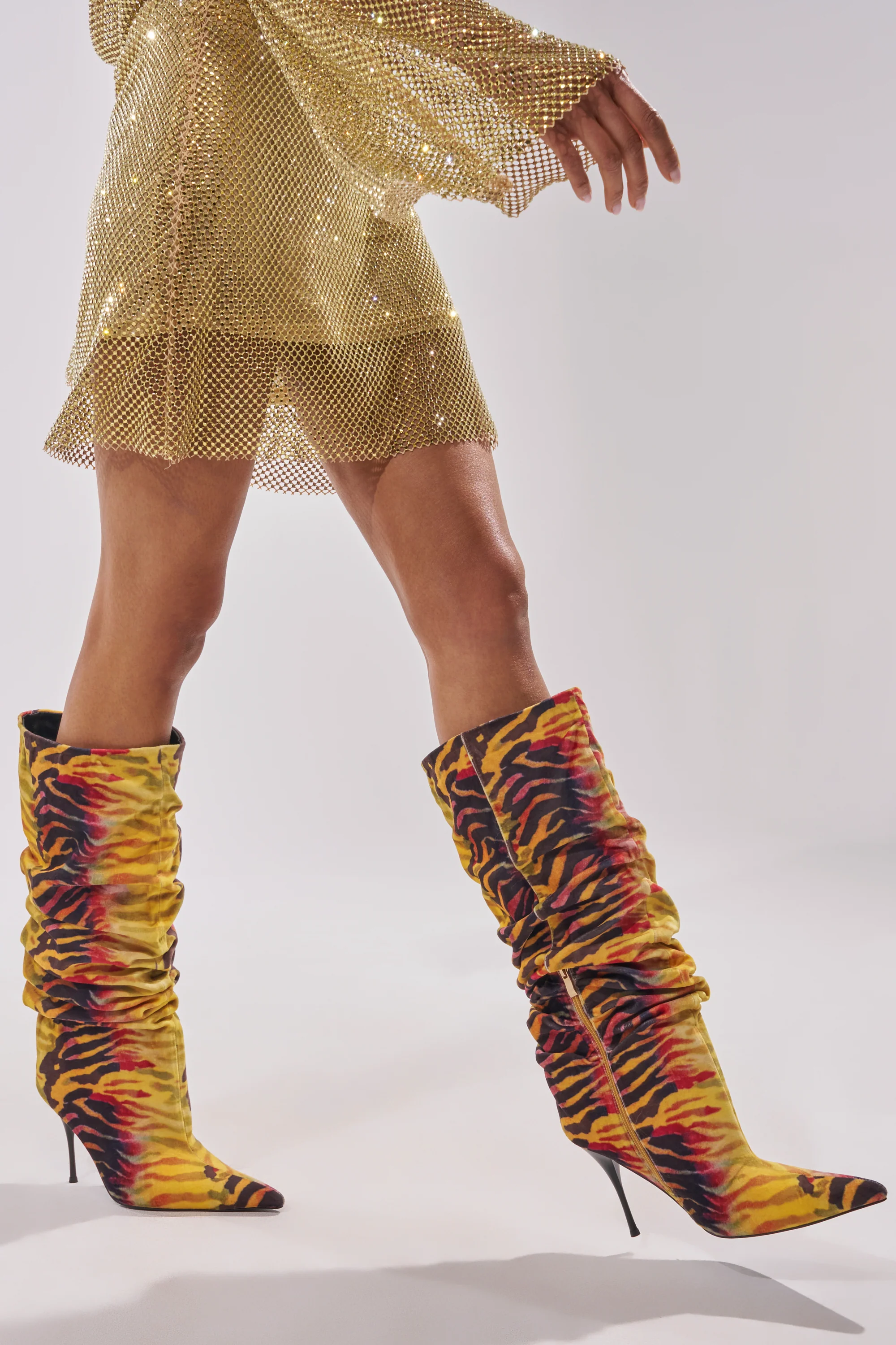 AZALEA WANG SERIOUSLY TIGER SLOUCHY STILETTO BOOT - Akira Store