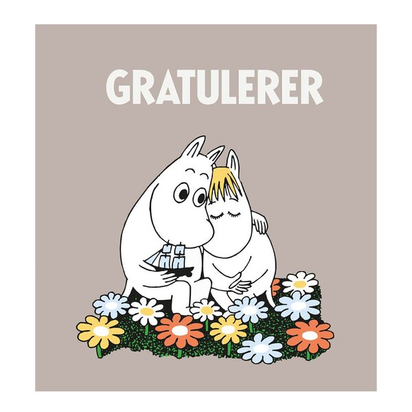 Mummi kort dobbelt 7,5x7,5 cm Gratulerer beige
