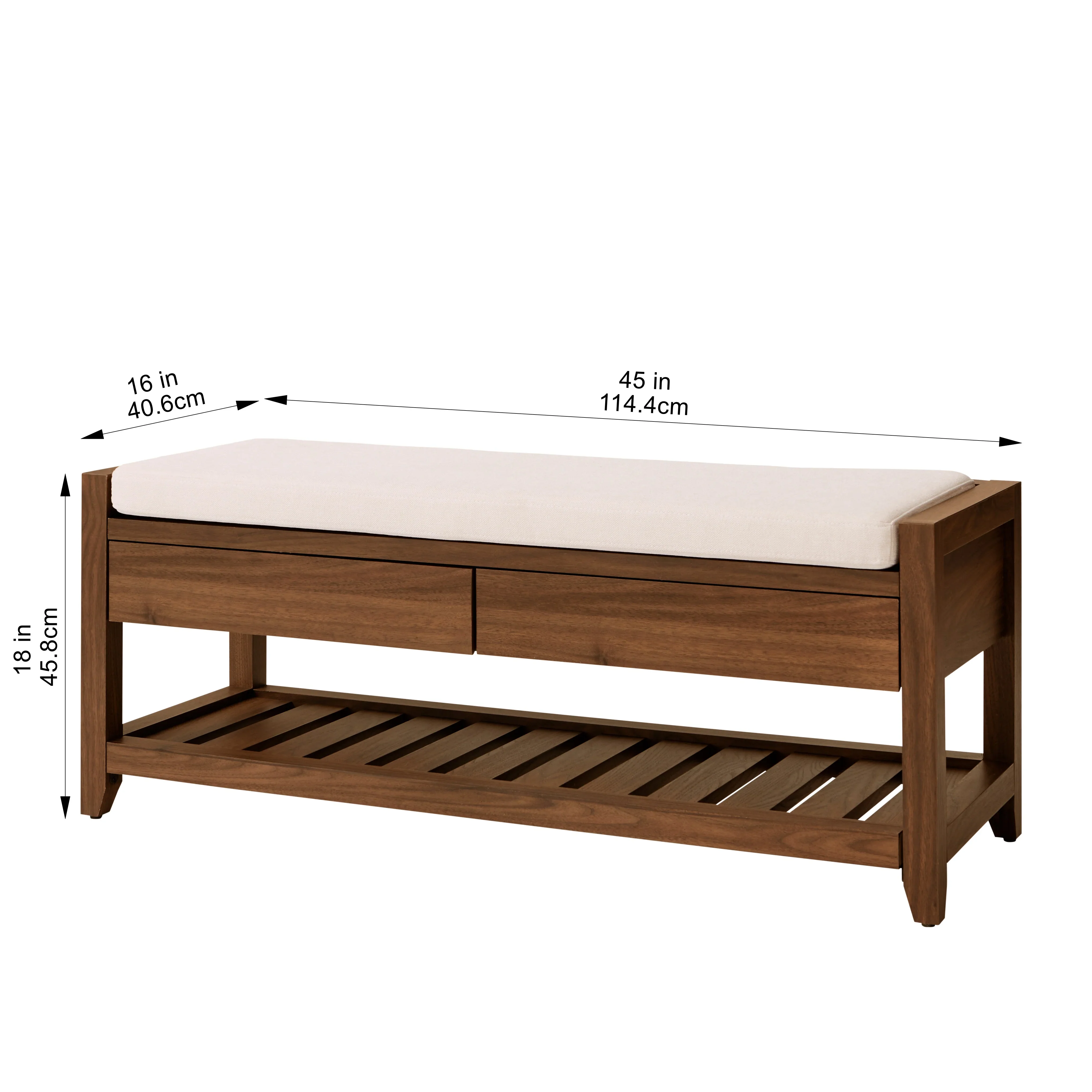 Better Homes & Gardens Reading 45 Bench, Walnut Finish