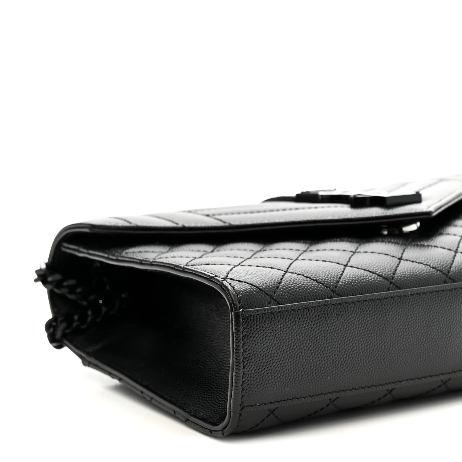 Grain De Poudre Textured Mixed Matelasse Triquilt Medium Monogram Monochrome Satchel Black