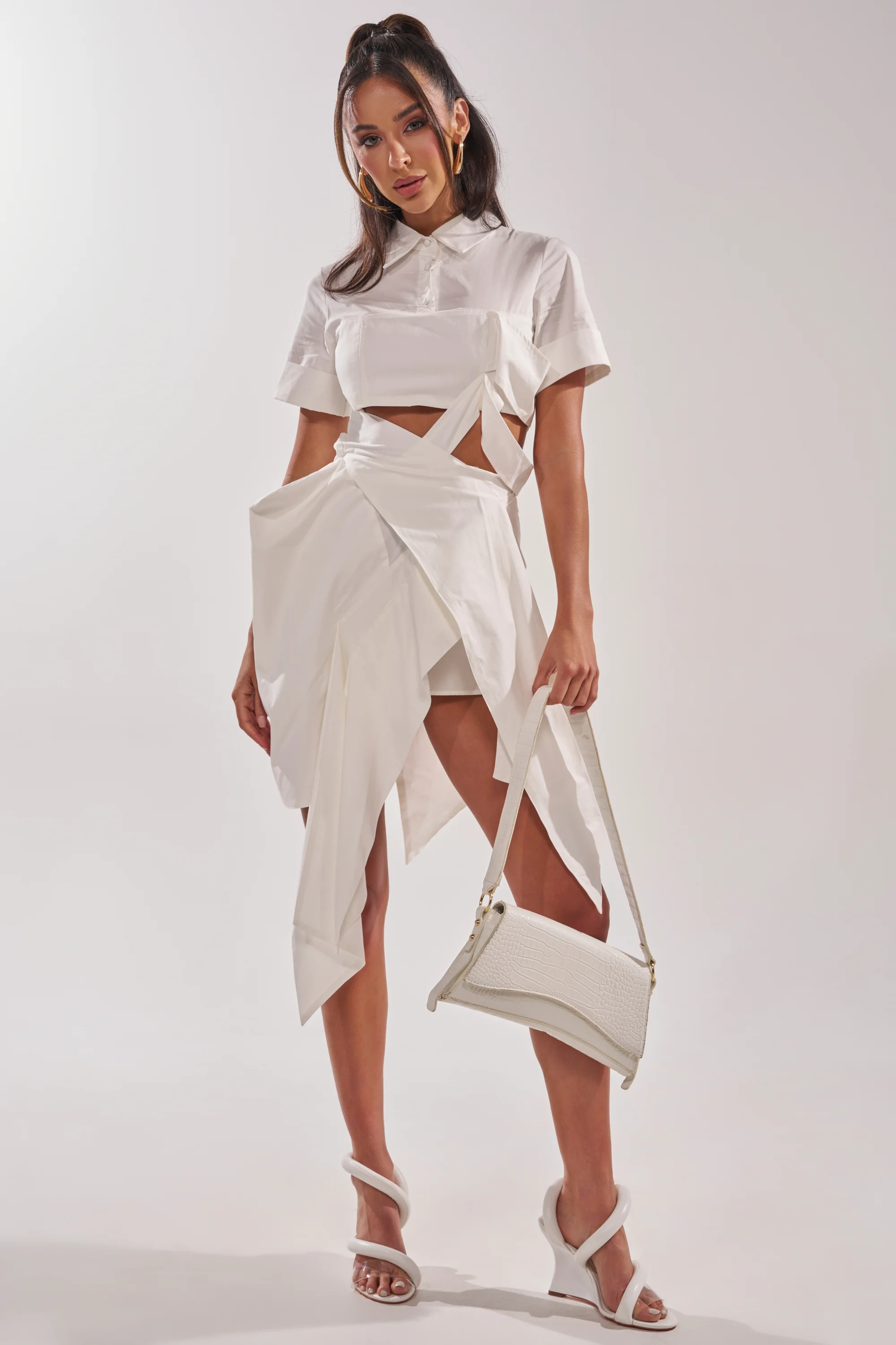 RIRI CUT OUT POPLIN MIDI DRESS - Akira Store