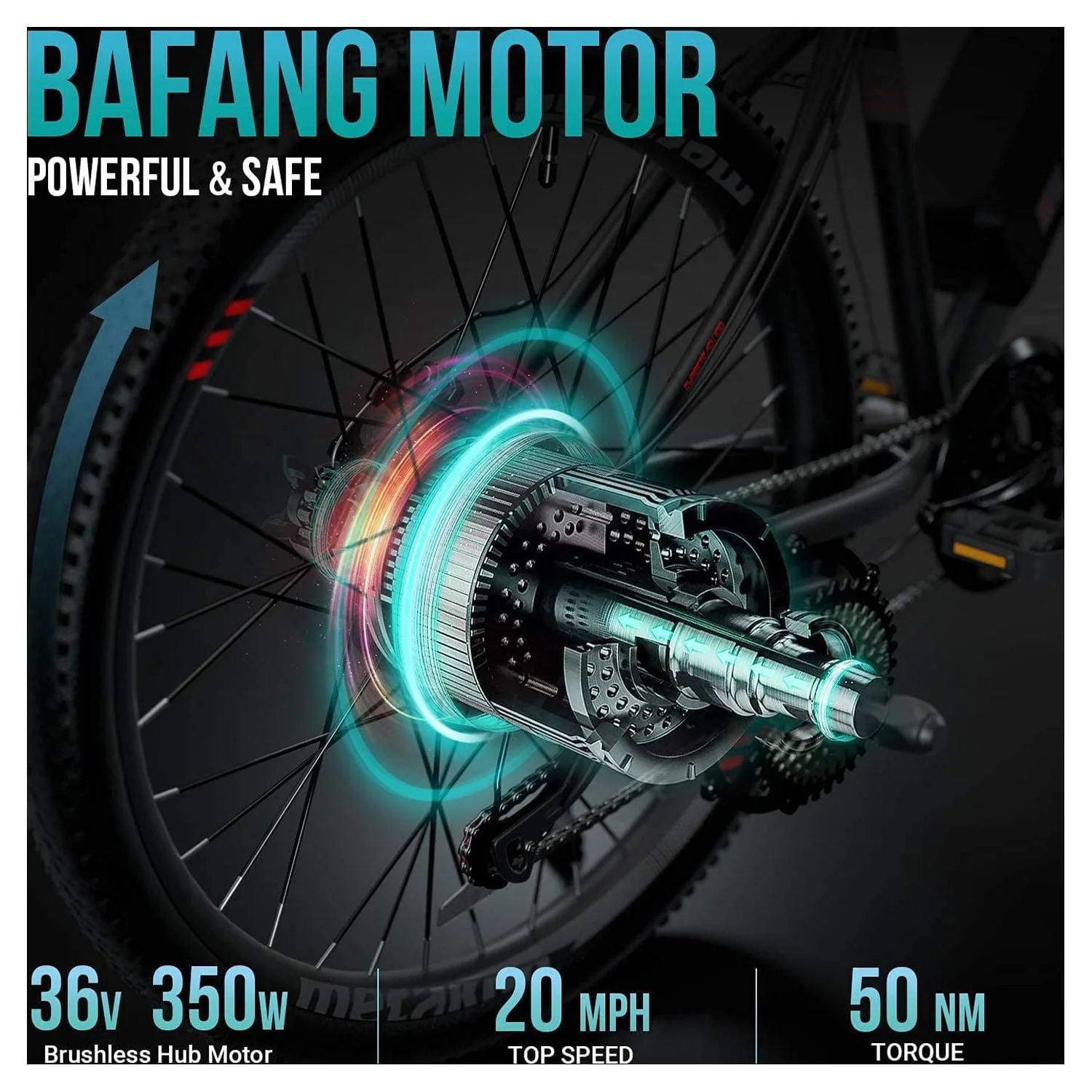 26 In Mountain Electric Bicycle, 350 W Motor, 3 Hours Fast Charge, 36V Removable Battery, 20Mph with 21 Speed Gears, Black Image 4