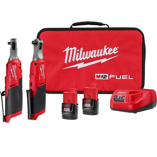 M12 FUEL 12V Li-Ion Brushless Cordless High Speed 3/8 in. Ratchet and M12 FUEL High Speed 1/4 in. Ratchet Combo Kit-Instock
