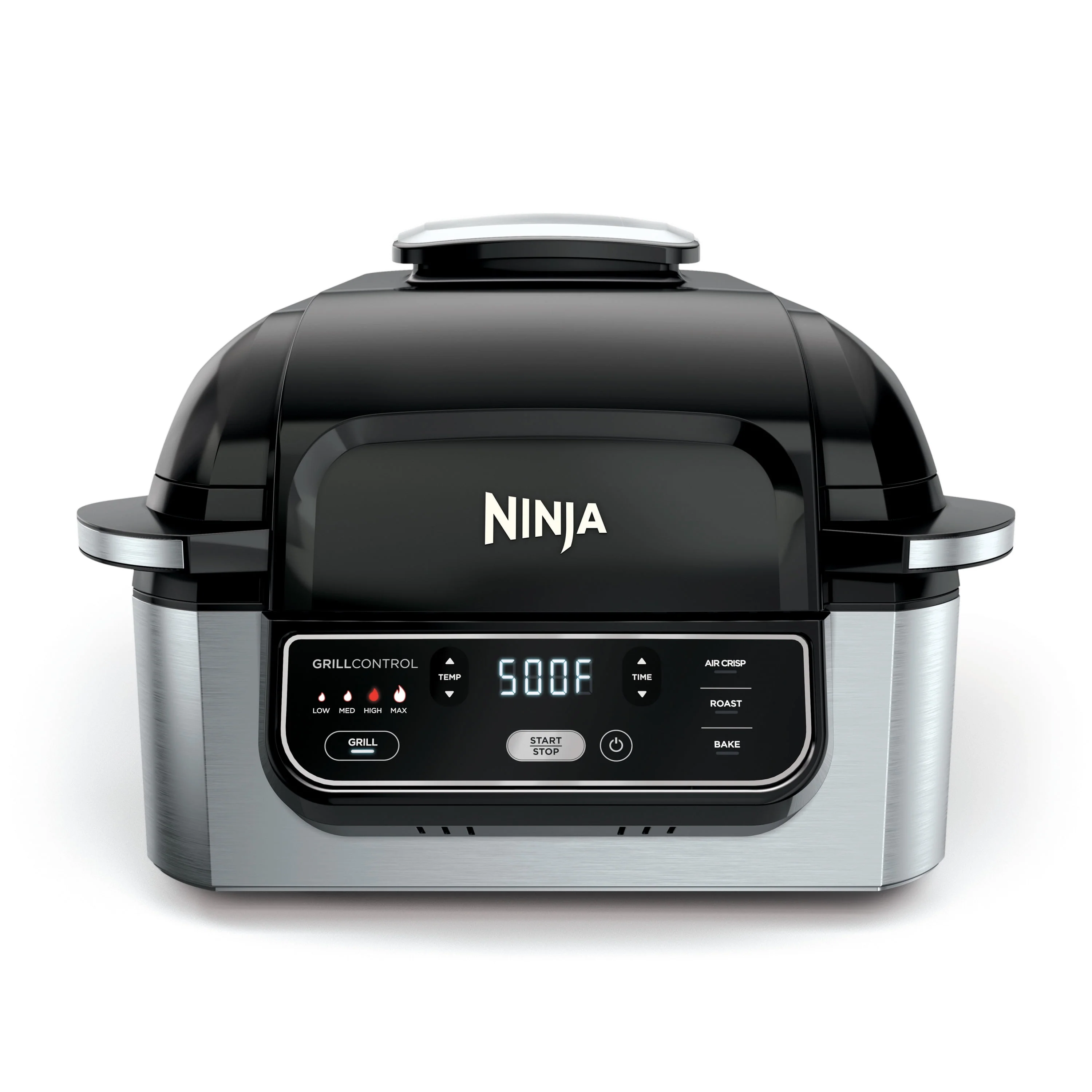 Ninja Foodi 4 - in - 1 Indoor Grill with 4 - Qt Air Fryer, Roast, Bake, and Cyclonic Grilling Technology, Black/Stainless AG300