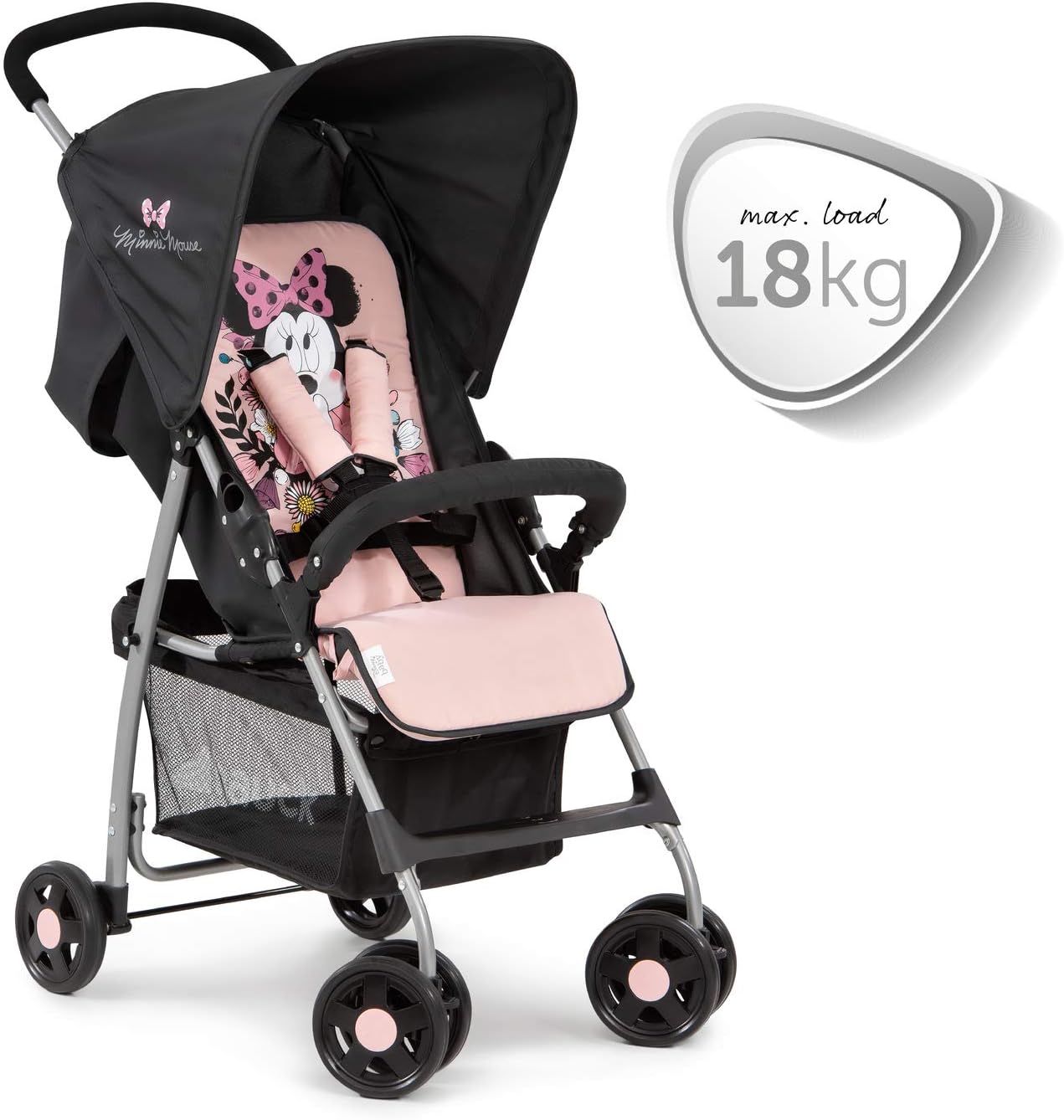 hauck Sport Carrito Bebe, Silla de Paseo Ligera desde el Nacimiento jusqu'à 18 kg, Carro Plegable Ultraligero, Inclinable, Carro Bebe, Cesta Grande, Minnie Rosa
