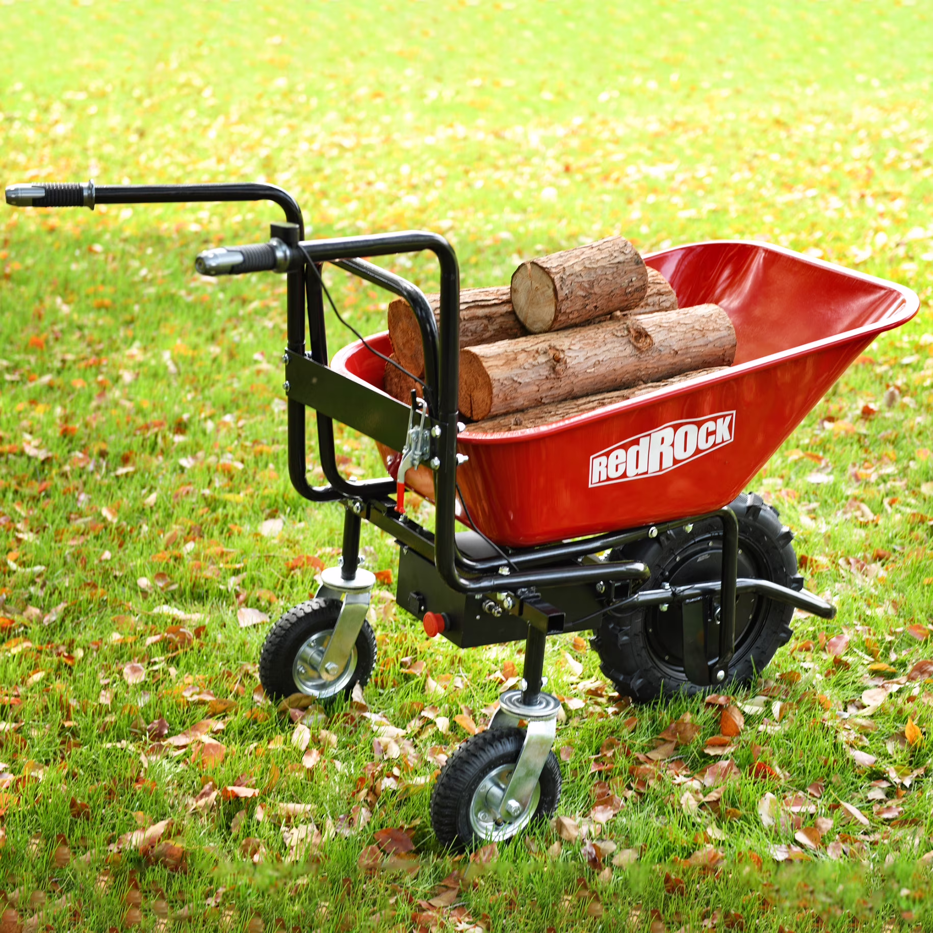 24V 500W Brushless Motor Electric Wheelbarrow with Dual Rear Wheels, 330 lbs Capacity 78L Garden Cart for Construction & Yard, Manual Dump Function & Reverse Gear