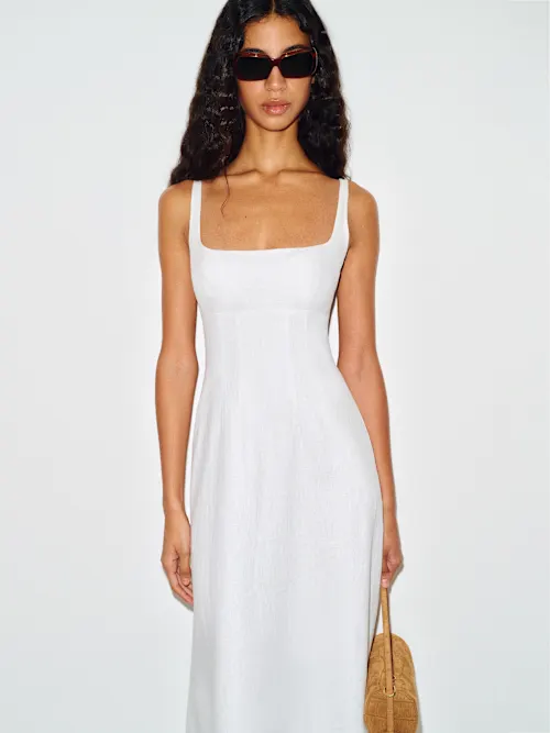 Sabine Linen Dress-White