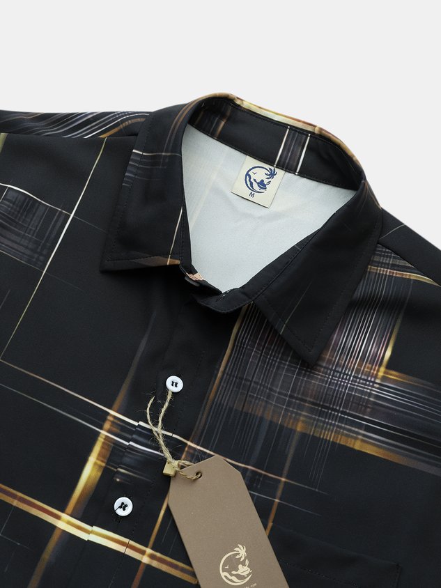 Chemise hawaïenne décontractée à manches courtes pour homme avec poche poitrine imprimée