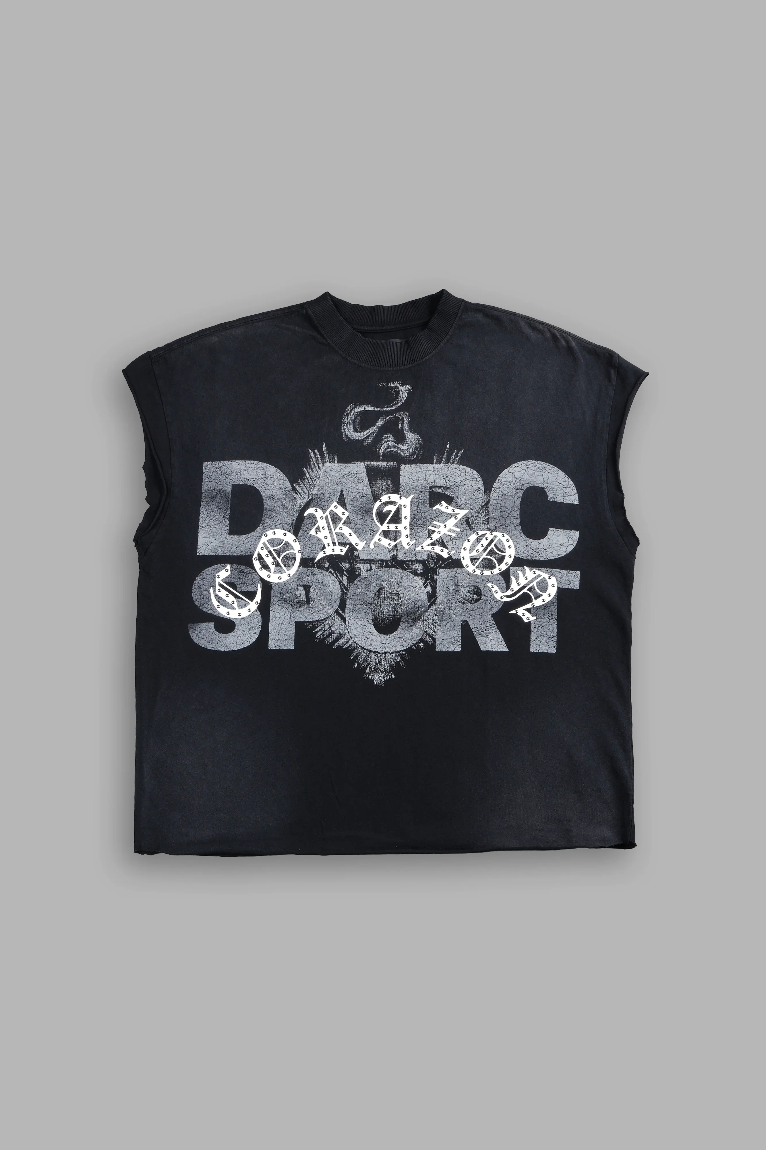 Ds Corazon Grunge Cut-Off Tee In Black Sun Fade