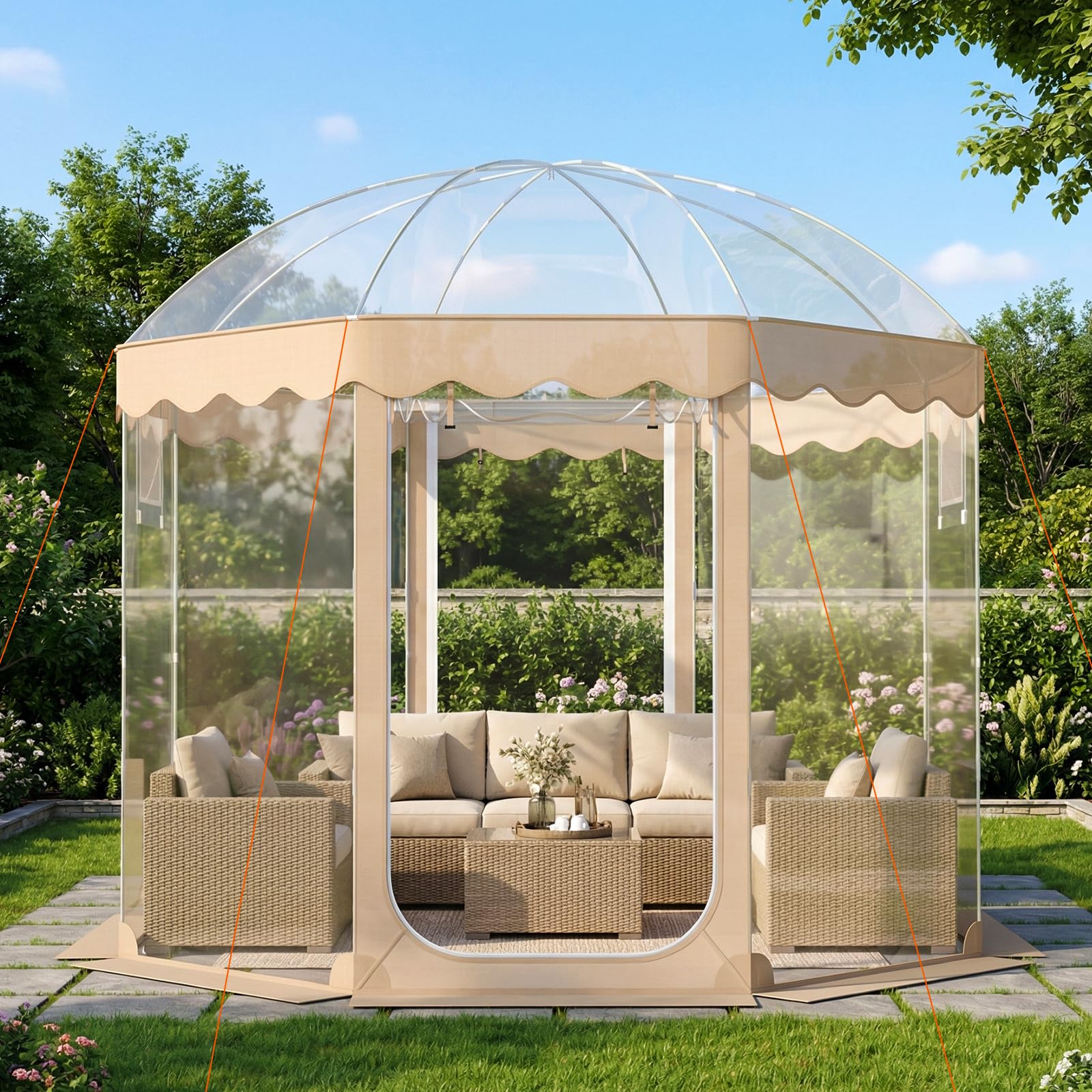 Tangkula 10x10 Ft Oversize Weatherproof Clear Outdoor Dome Tent for 8-10 People with 2 Roll-Up Doors