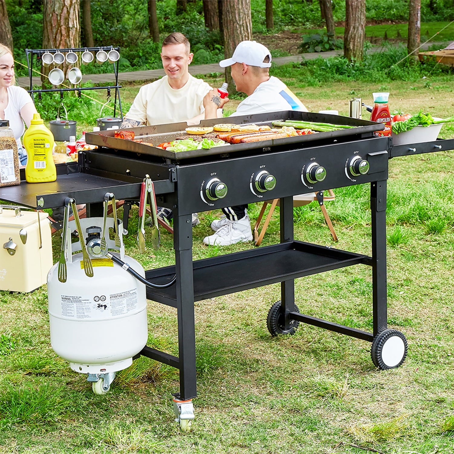 4 Burner 36 Outdoor Propane Gas Griddle Grill Cooking Station