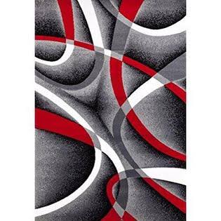 Persian Area Rugs 2305 Gray Black Red White Swirls 5'2