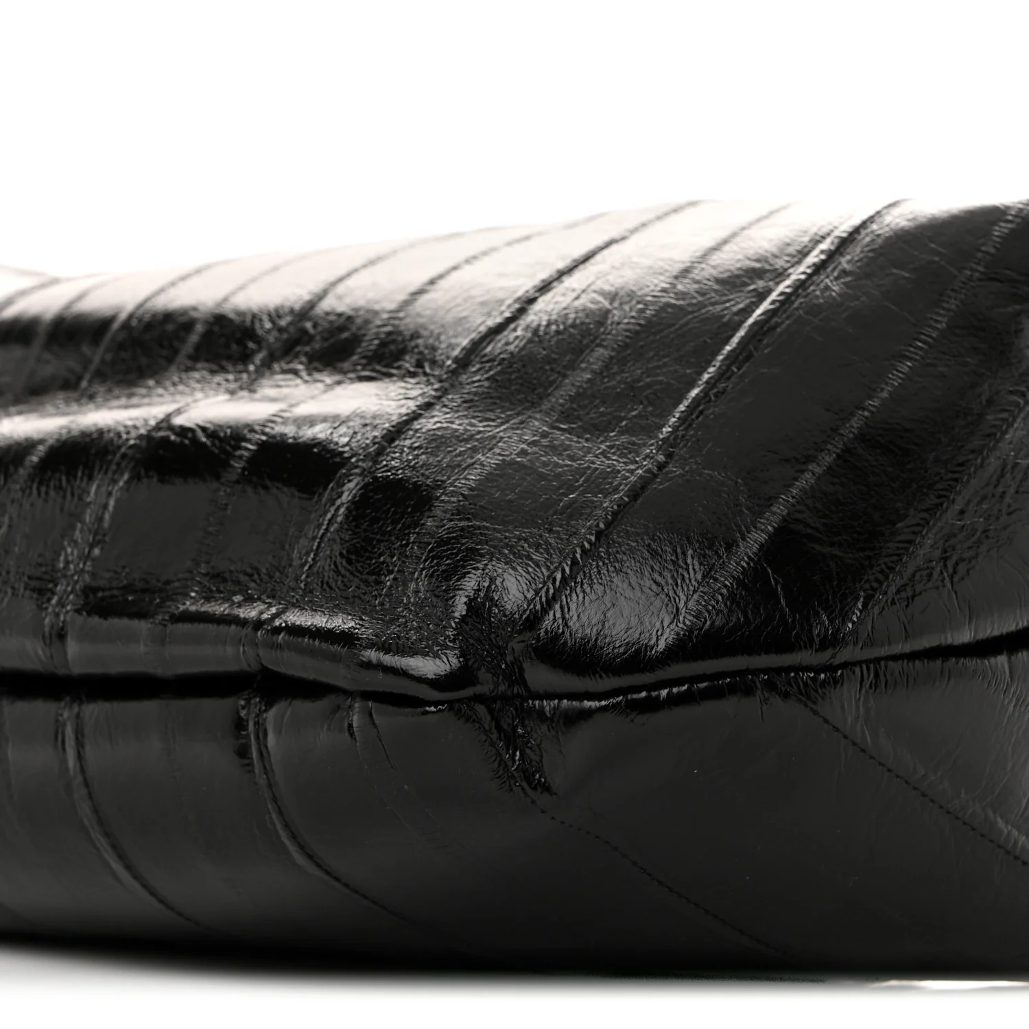 Glossy Calfskin Eelskin Embossed Medium Olivia Hobo Black