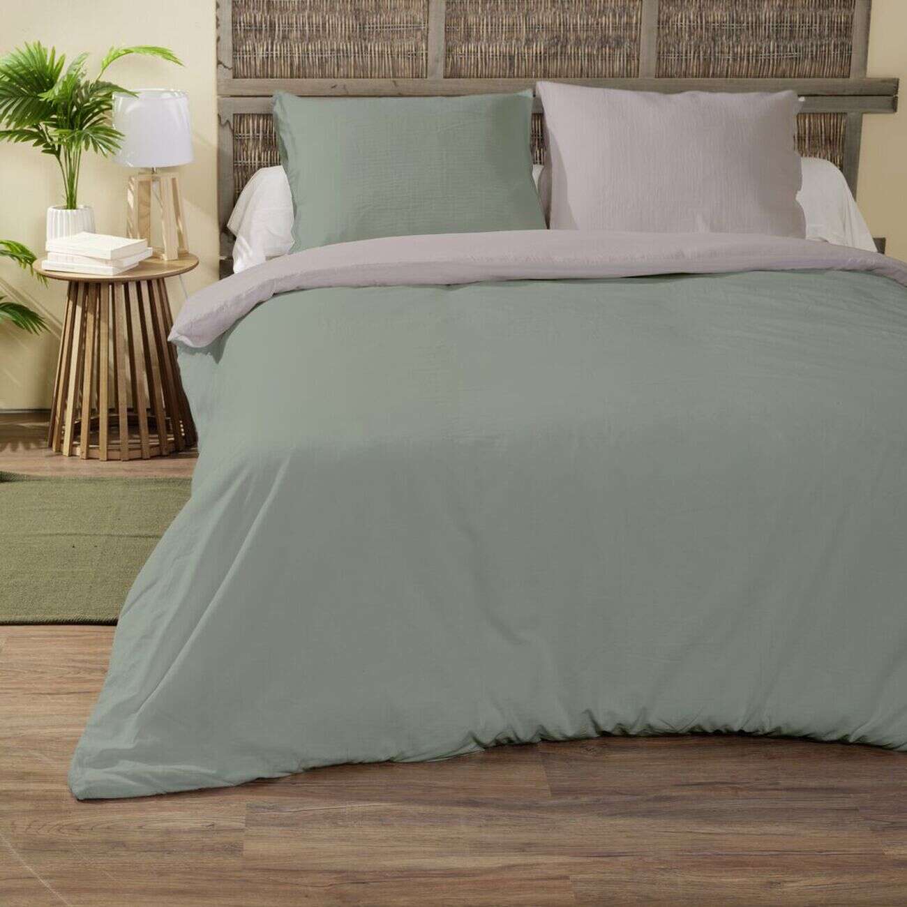 Parure de lit 2 personnes 240x260cm bicolore 3 pièces (2 modèles)