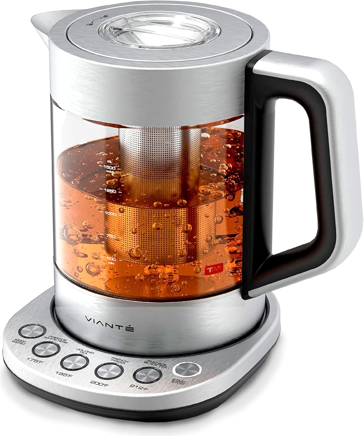 Viante Alba Electric Tea Kettle With Infuser, No Plastic, 1.5L