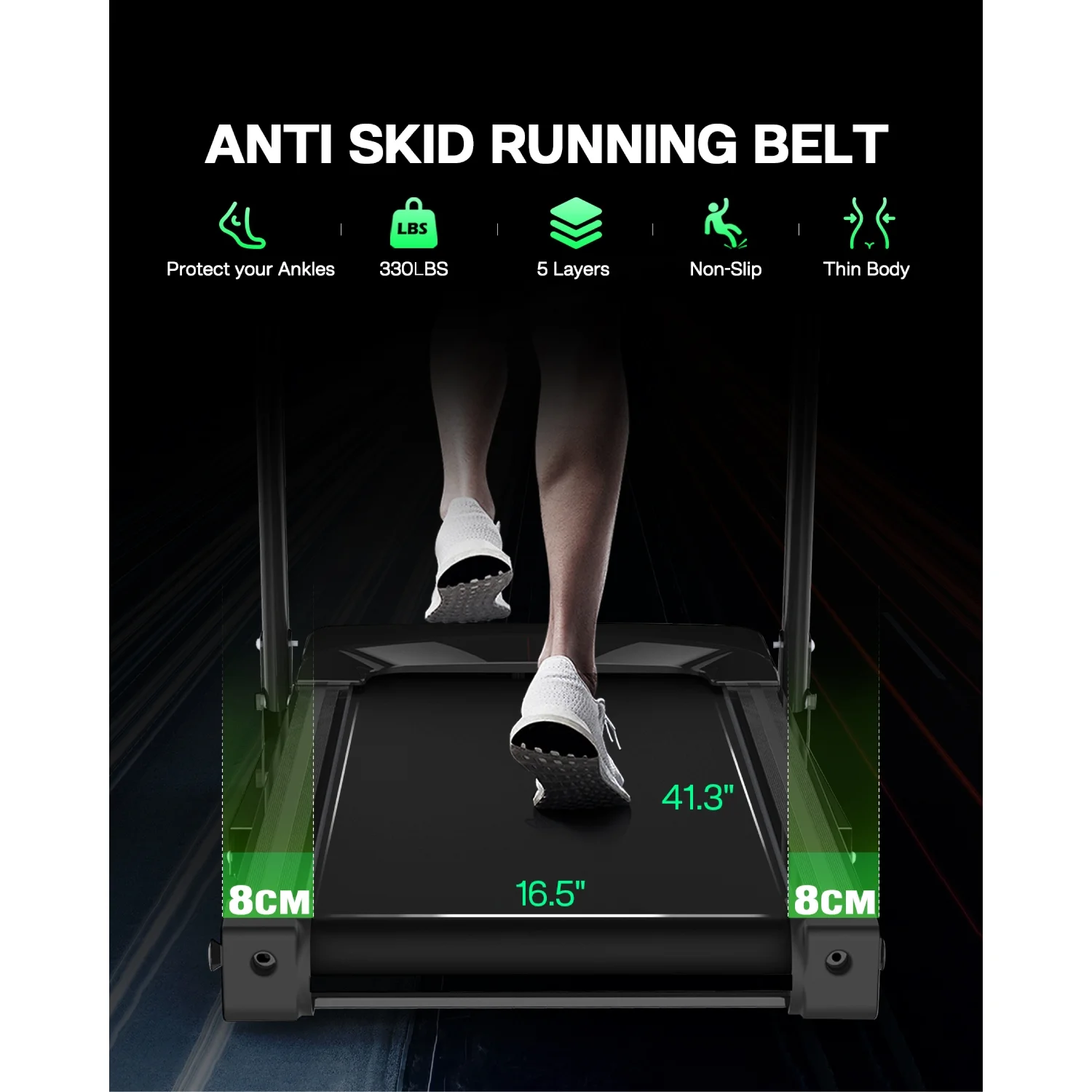 3.5HP 330 LBS Weight Foldable Electric Running Walking Machine with Bluetooth/APP for Home, Fitness Jogging Exercise, Easy Installation and Space Saver for Home Office Gym(3.5HP-Black) - Image 2