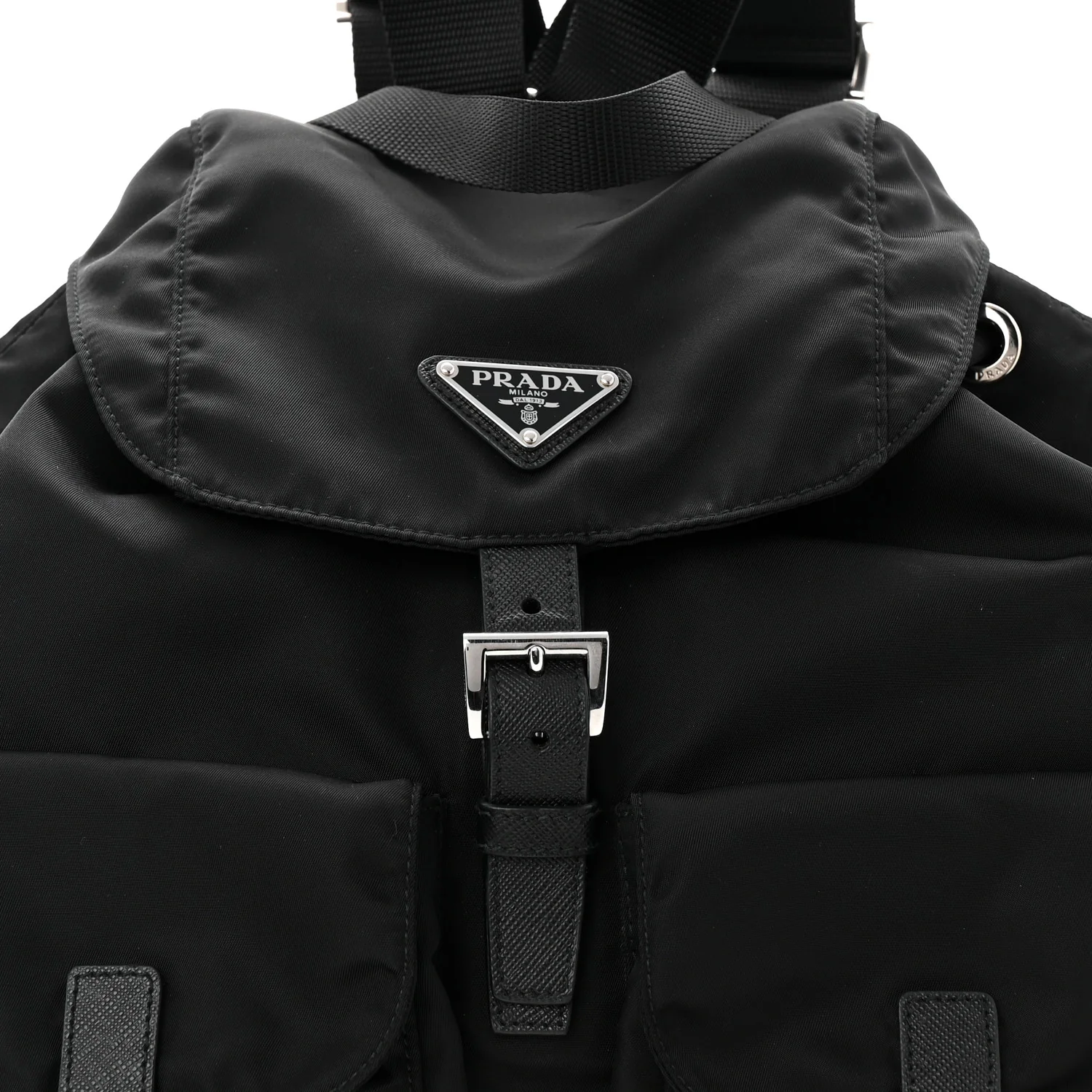 Tessuto Nylon Saffiano Medium Backpack Black