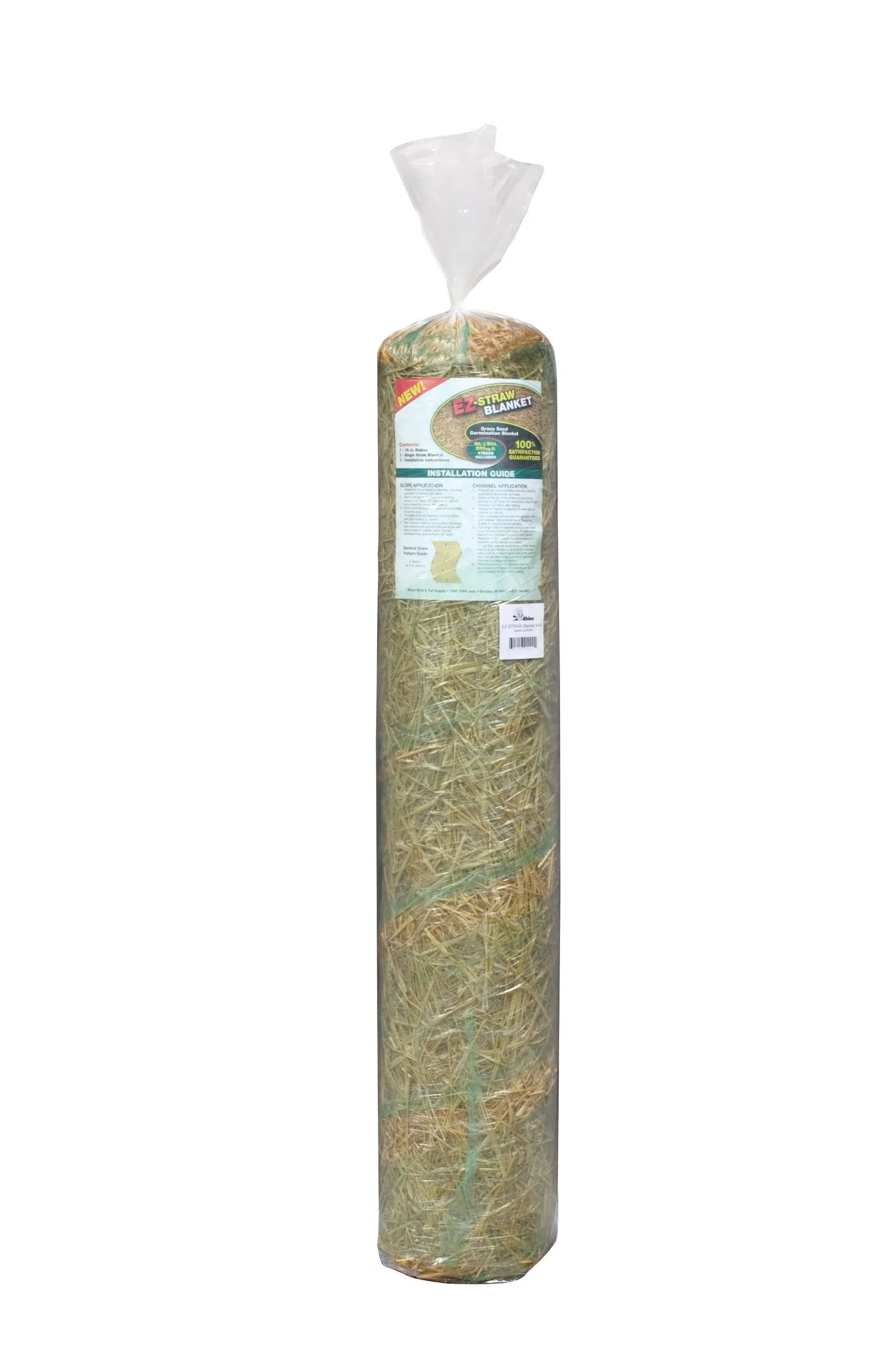 Straw Grass Seed Blanket 'with Stakes, 4' x 50'