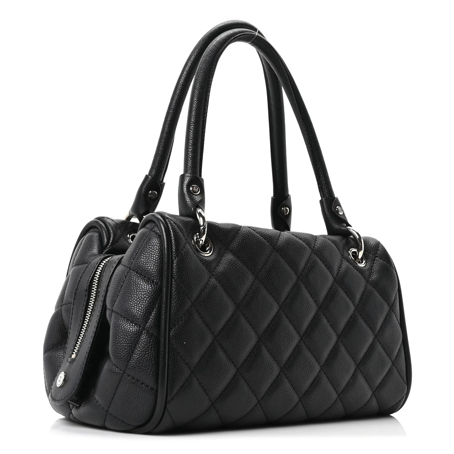 Caviar Quilted Timeless Bowler Black