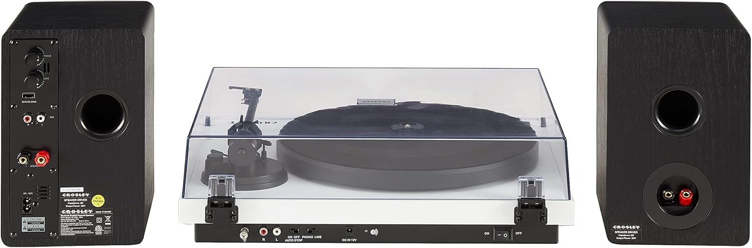 Crosley KT6101-WH Belt-Drive Bluetooth Turntable with Built-in Preamp and Included Speakers  White