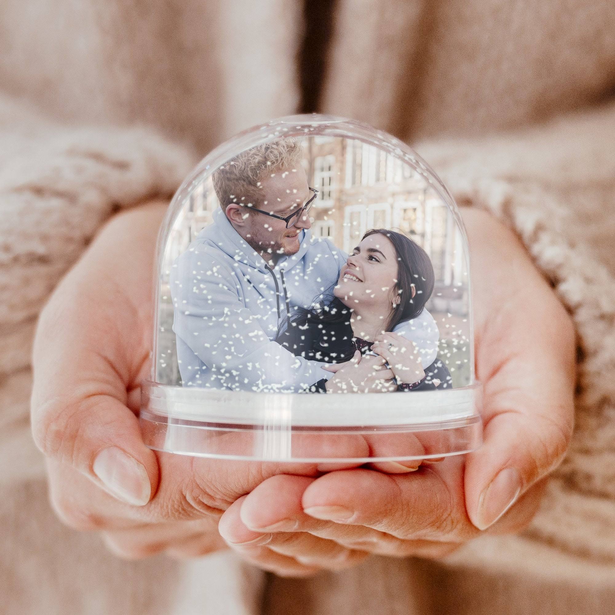 Personalized Photo Snow Globe - Snow & Glitter - with Your Photo and/or Text of Choice in Full Colour Inside High-Quality Durable Plexiglass
