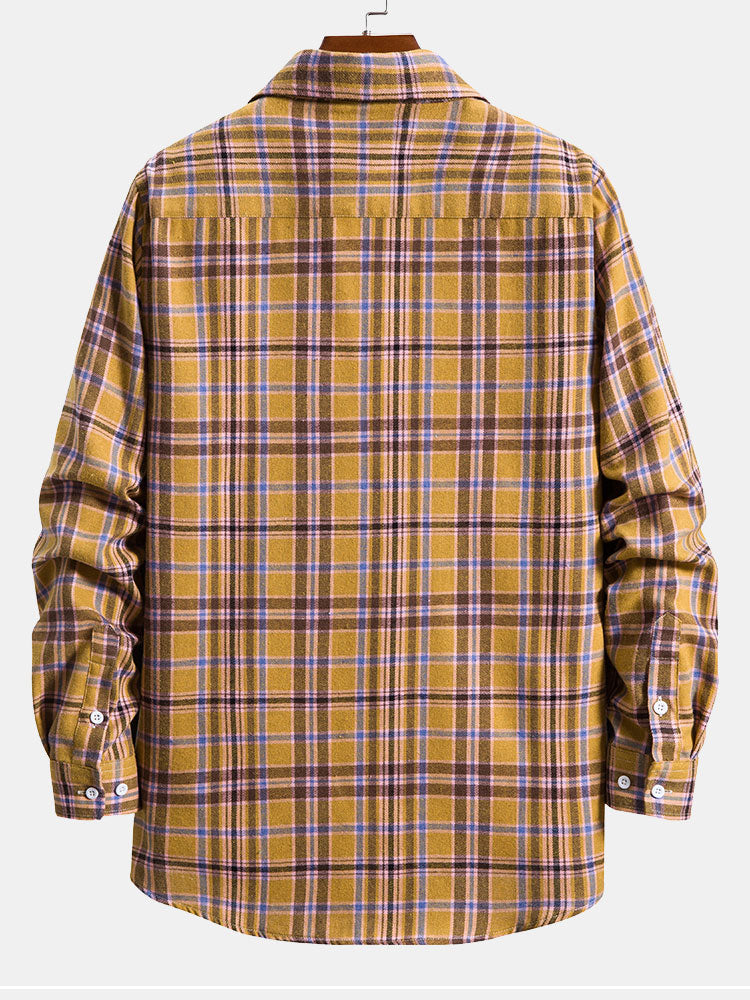 Chemise à carreaux boutonnée à manches longues