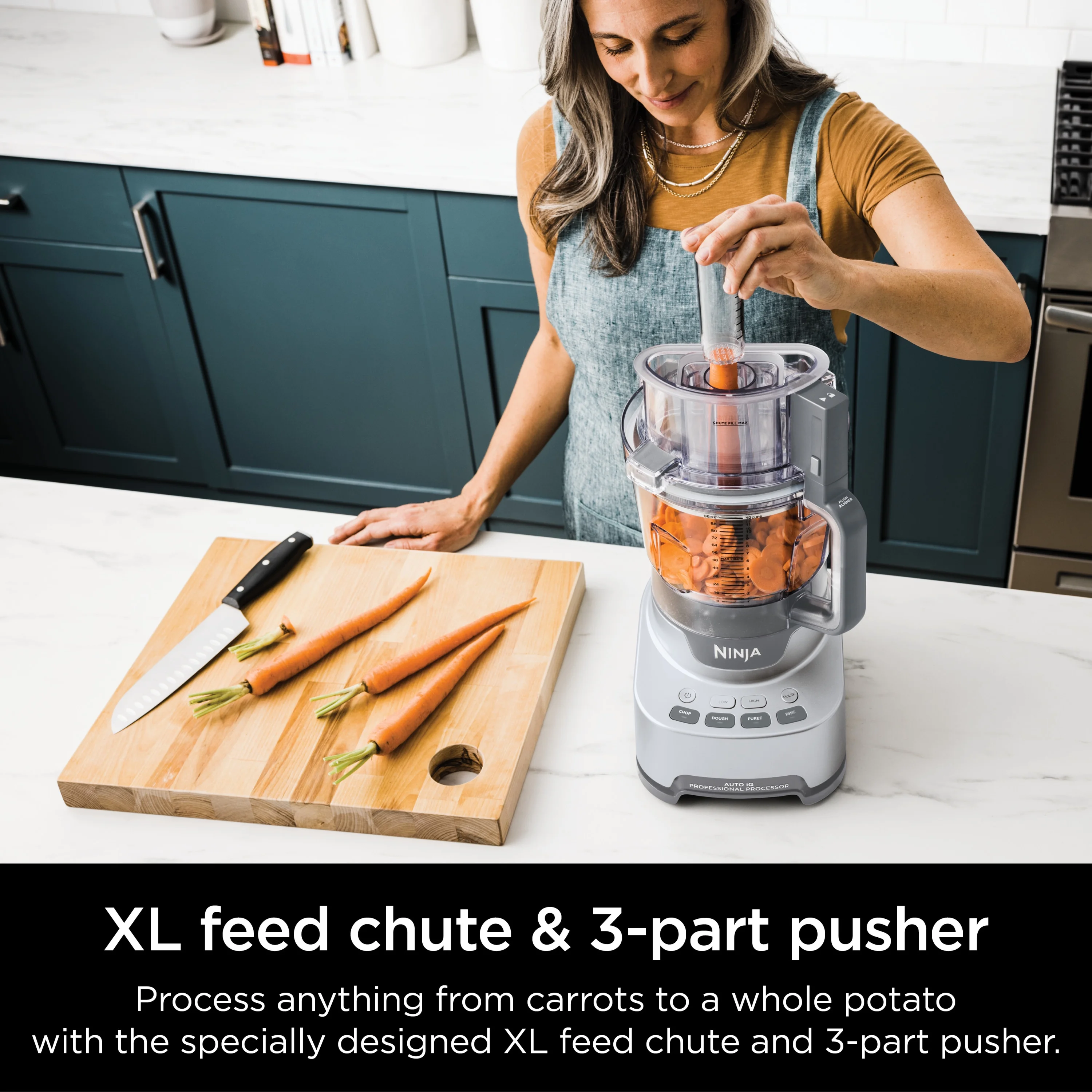4-in-1 12 Cup Food Processor, 1000 Watts, XL Capacity, 4 Auto-iQ Programs, Chop, Puree, Dough, Disc, NF700 Silver - Image 5
