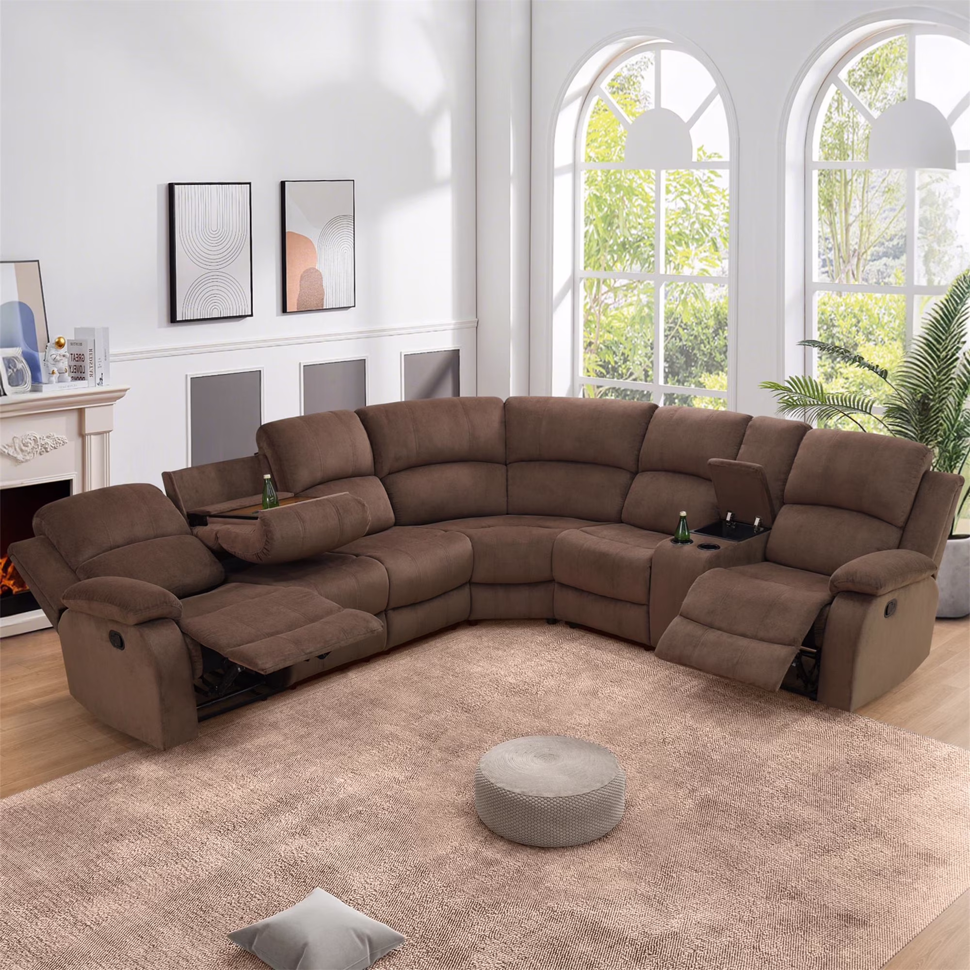 3-Piece Recliner Sofa Set, 6 Seat Sectional Couch with Cup HoldersStorage Console, Gray(Gray|Corduroy) - Image 5