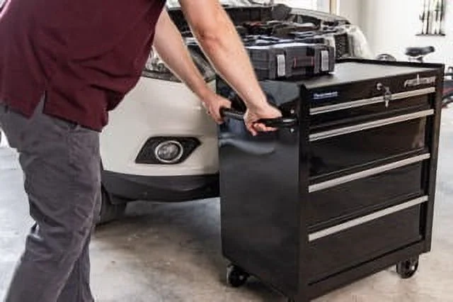 Frontier 26-inch 4-Drawer Base Cabinet Tool Chest, Metal, Black