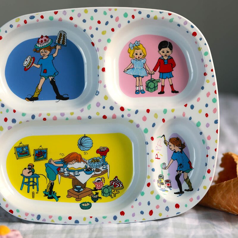 Pippi tallerken med 4 rom Bursdag