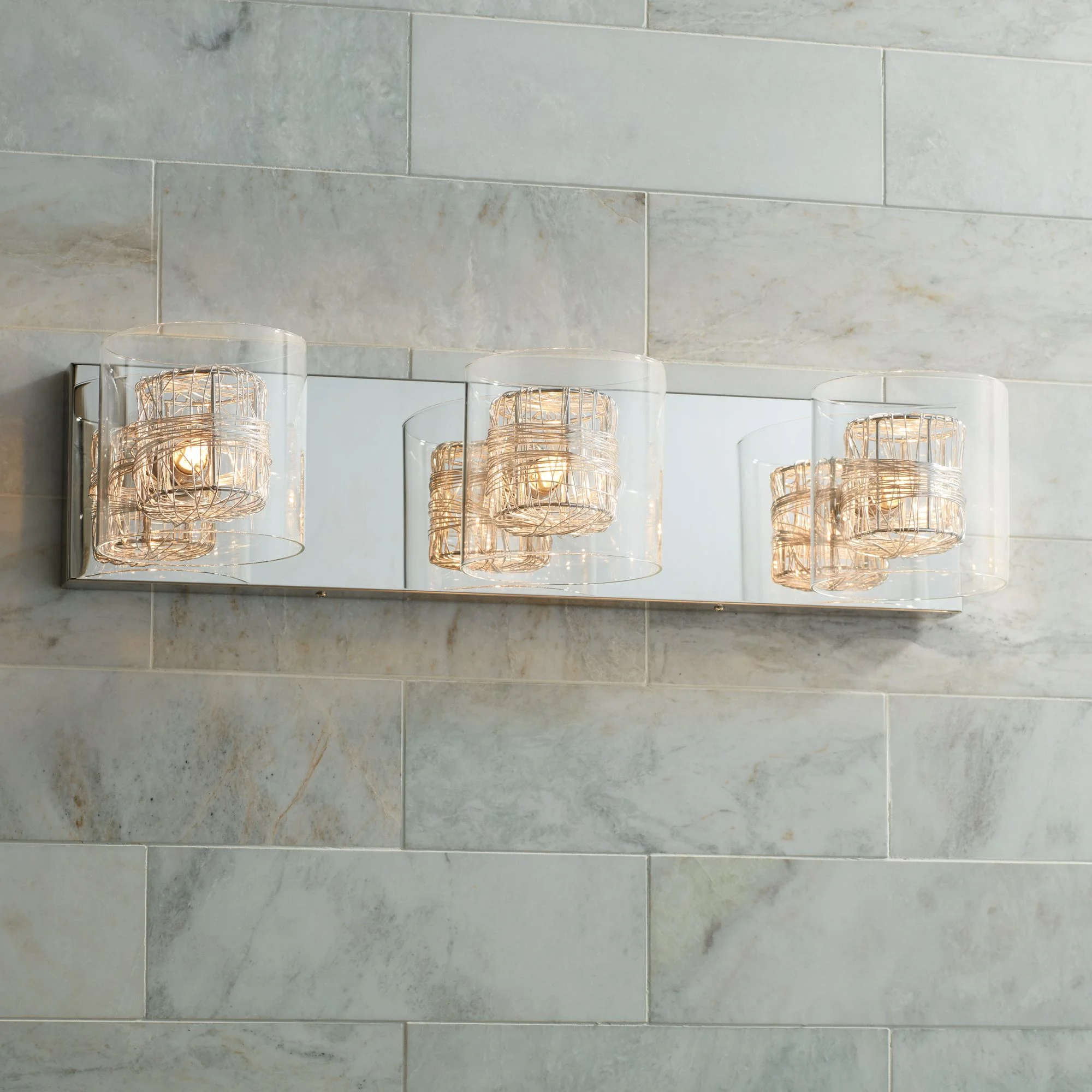 Possini Euro Design 3-Light Chrome Dimmable Vanity Light with Clear Glass Shades(3-light)