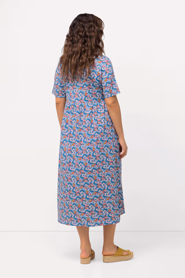 Geometric Print Short Sleeve Dress