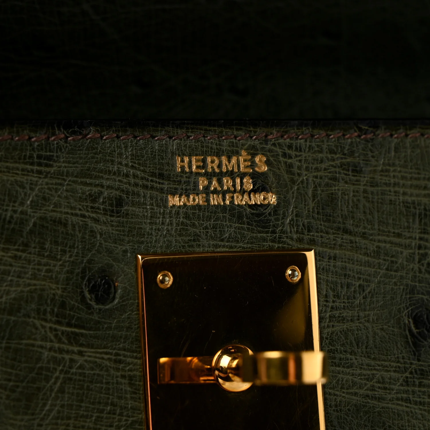 Ostrich Kelly Sellier 32 Vert Olive