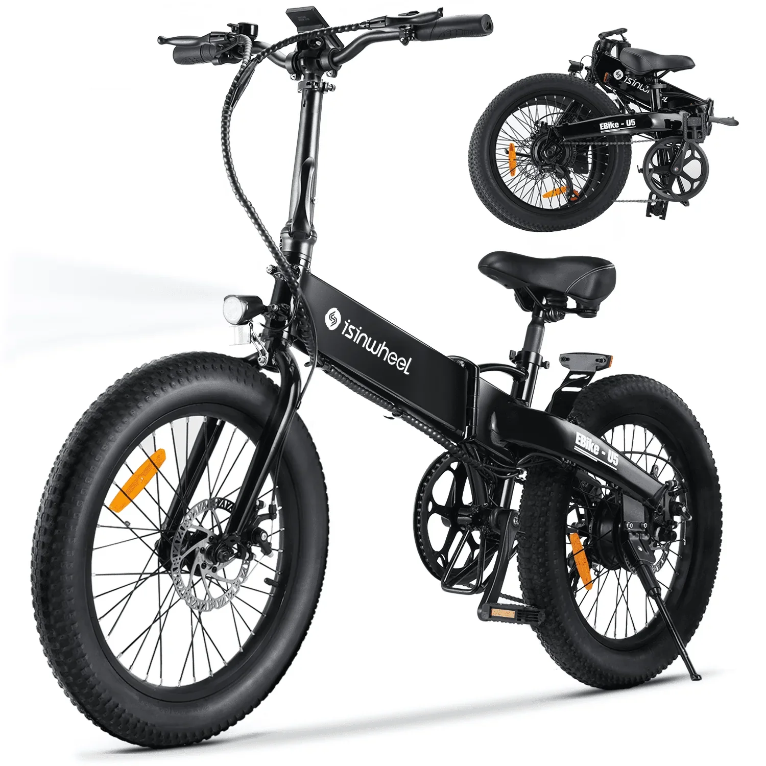 isinwheel U5-W Electric Bike Adult 500W, 20MPH, Max Range 45+ Mile E Bike, 20 Folding Bikes, 48V Removable Battery Electric Bicycle