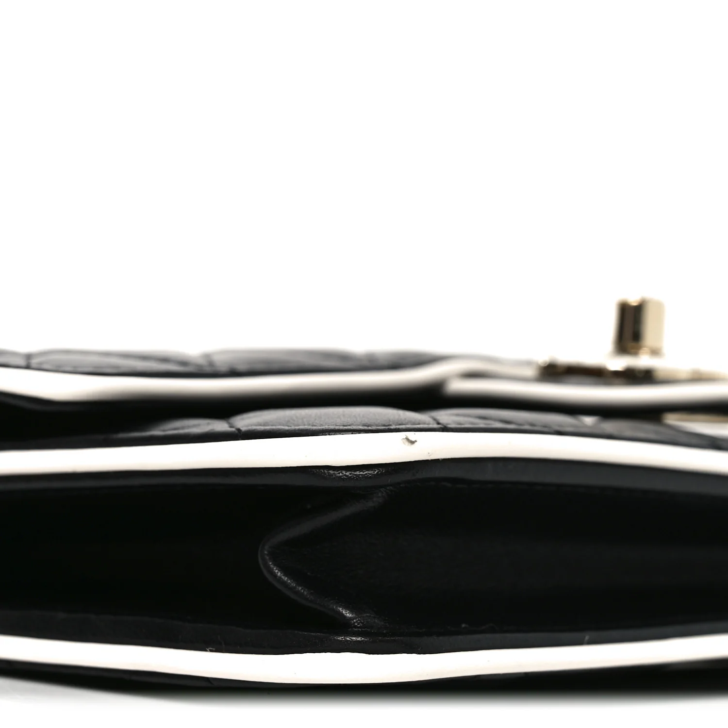 Lambskin Quilted Resin CC Mini Flap Bag Black White